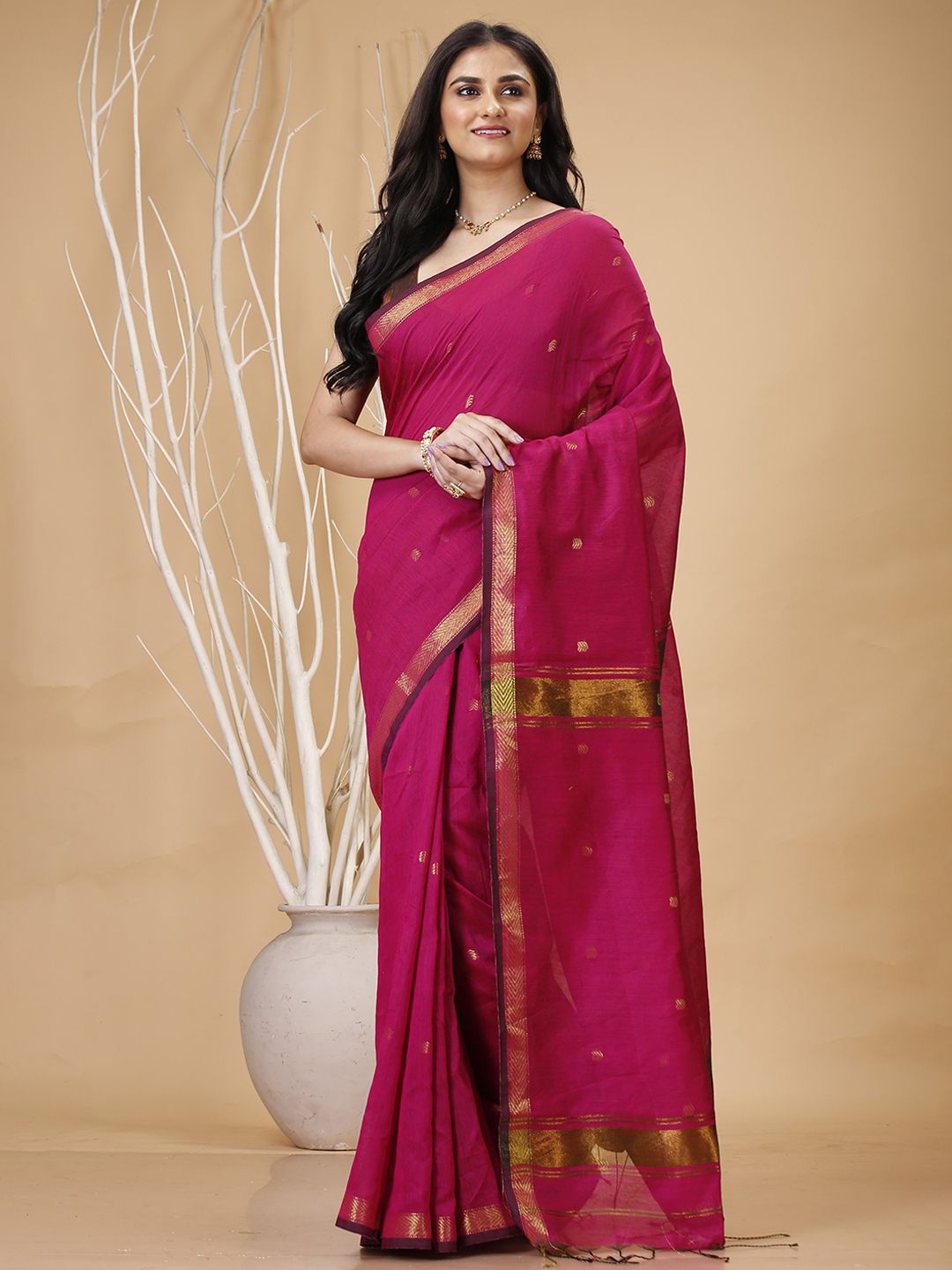 SLAGHA Woven Design Zari Silk Cotton Taant Saree-picture-10