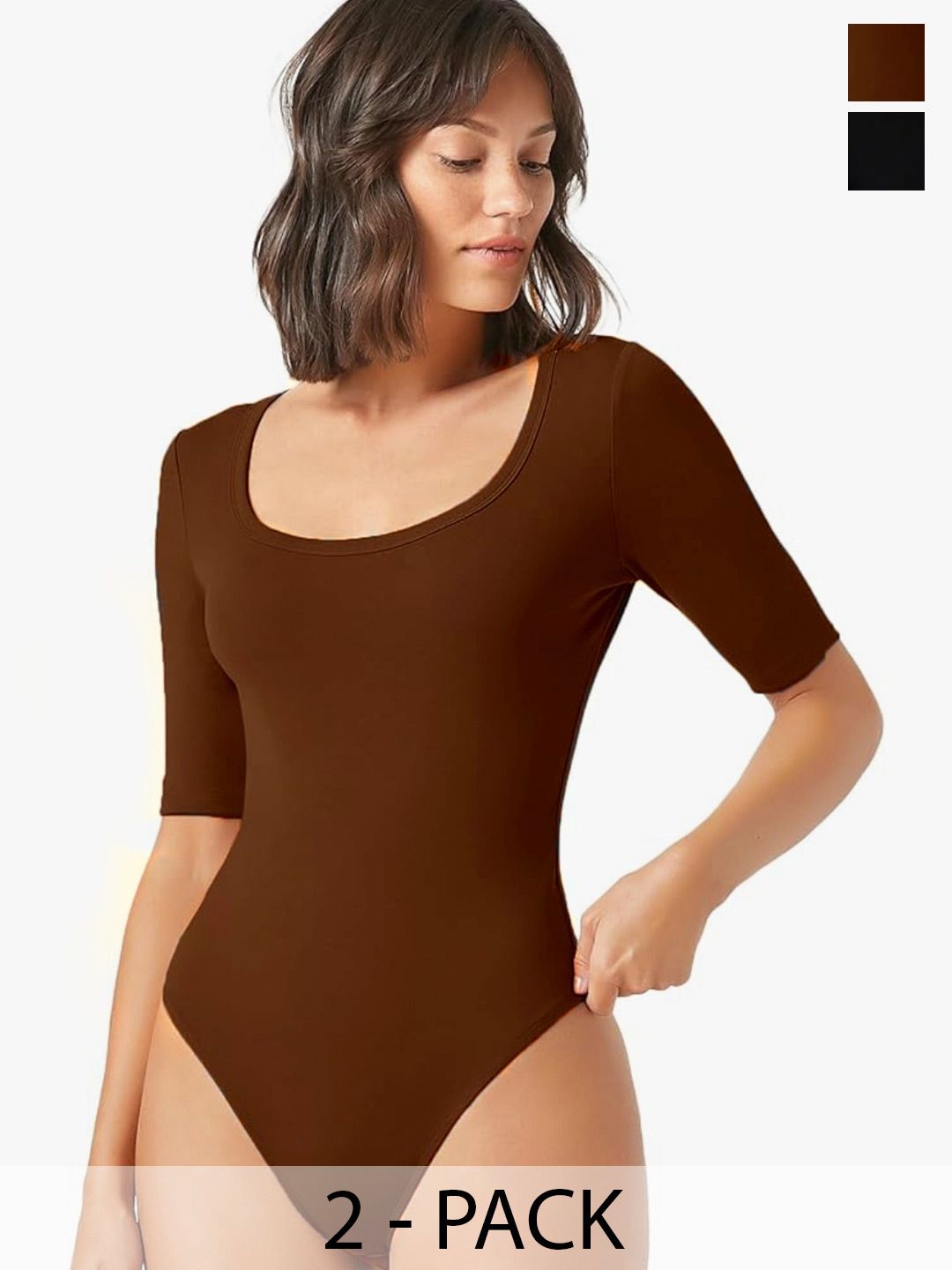 TRENDY ERA Pack Of 2 Round Neck Bodysuit-image-24