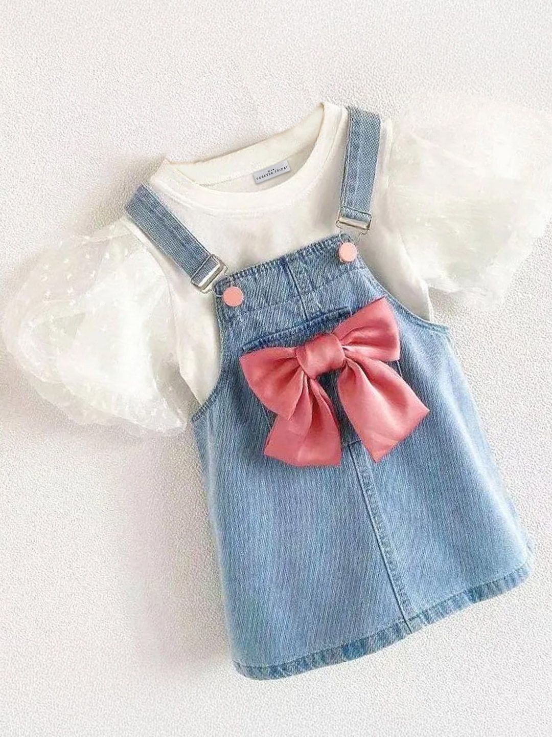 FOREVER FRIDAY Girls Pure Cotton Dungaree With Top-picture-23