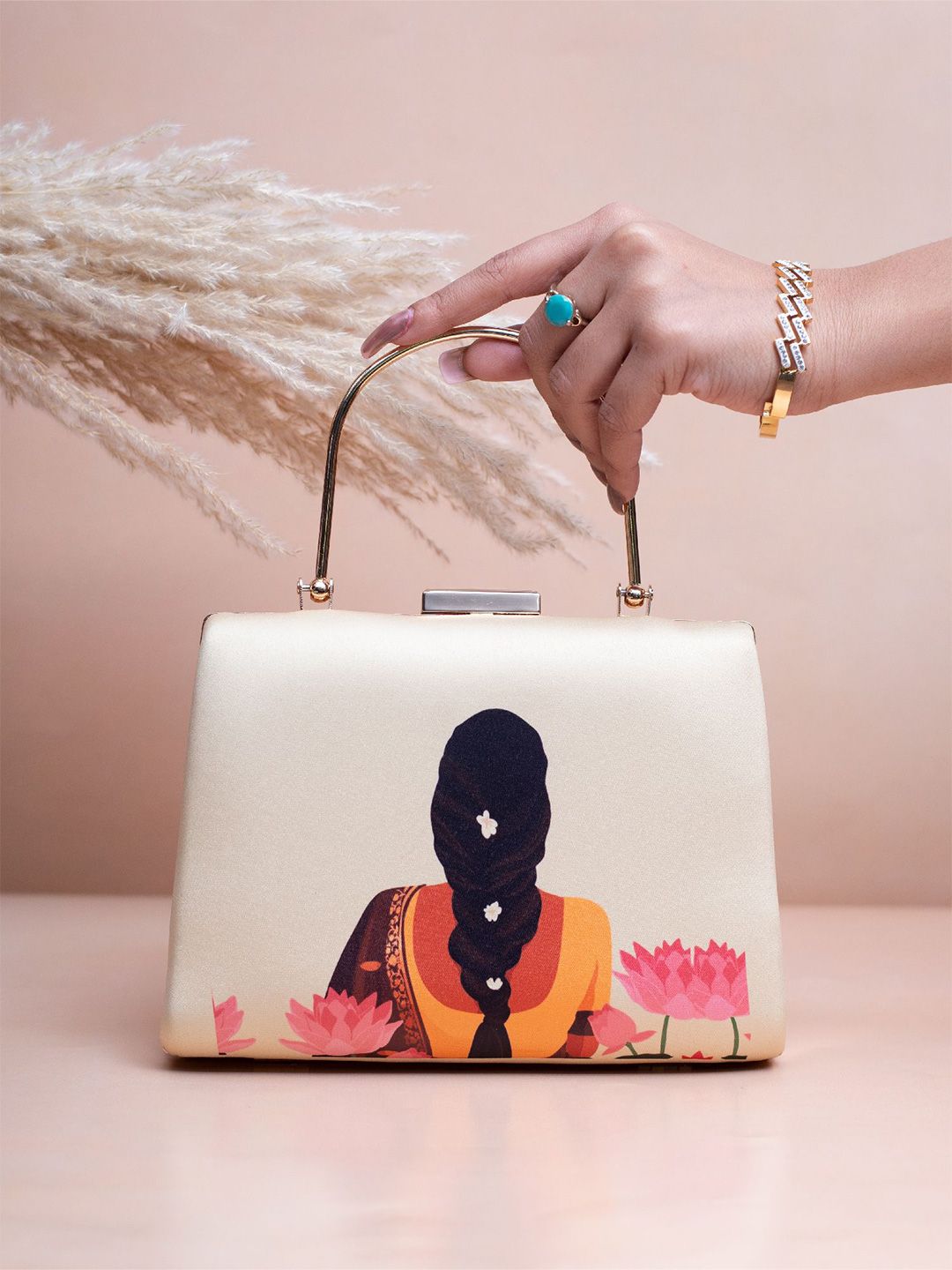 ARTKLIM Flower Lady Printed Box Clutch-picture-22