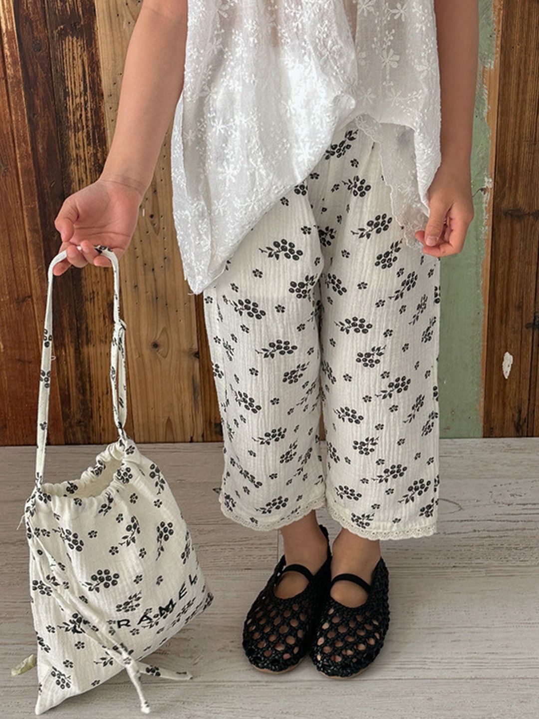 LULU & SKY Girls Floral Printed Straight Fit High-Rise Trousers-picture-37