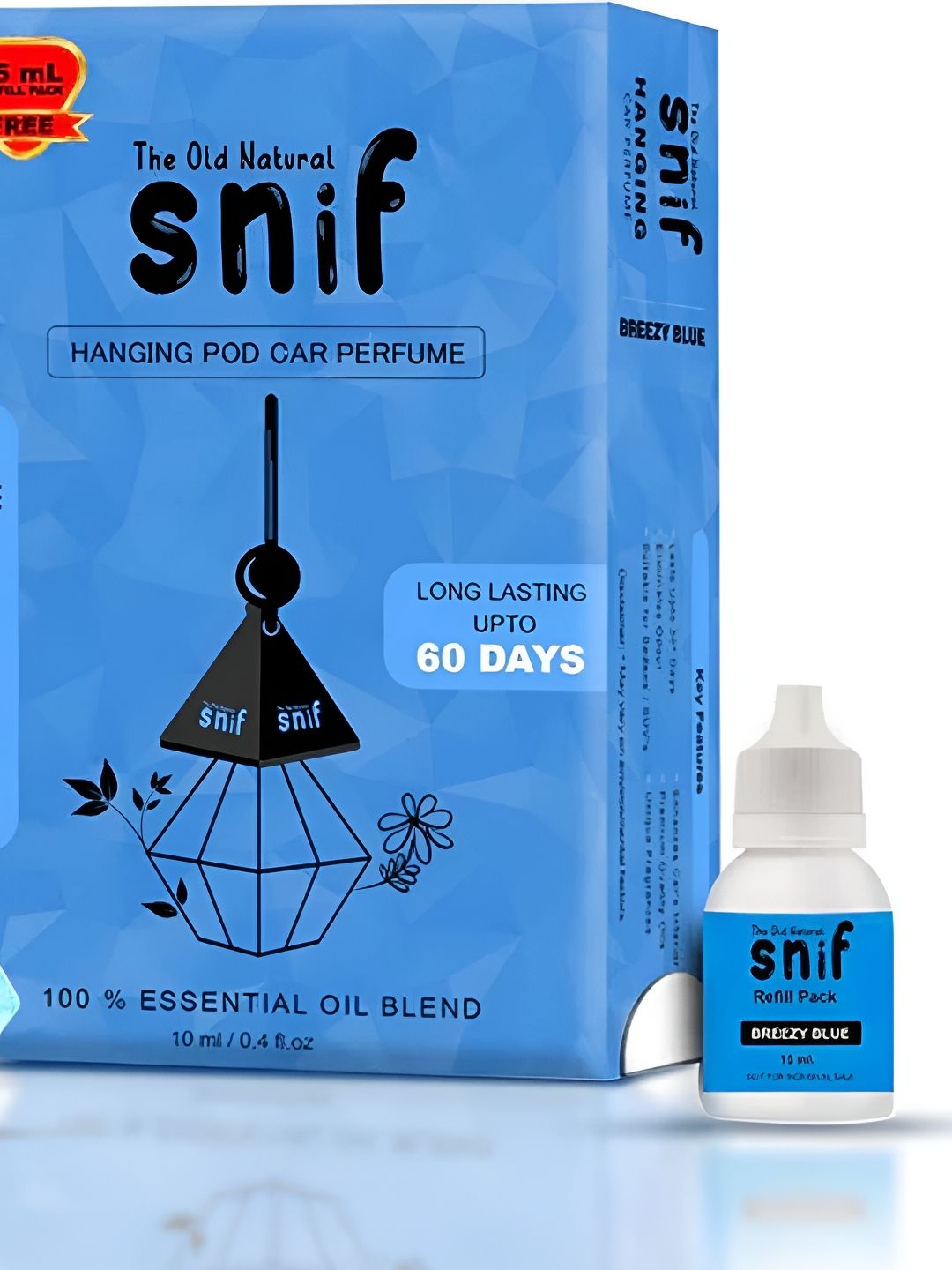 The Old Natural Snif Diamond Breezy Blue Hanging Car Air Freshener-10ml+15ml-image-34