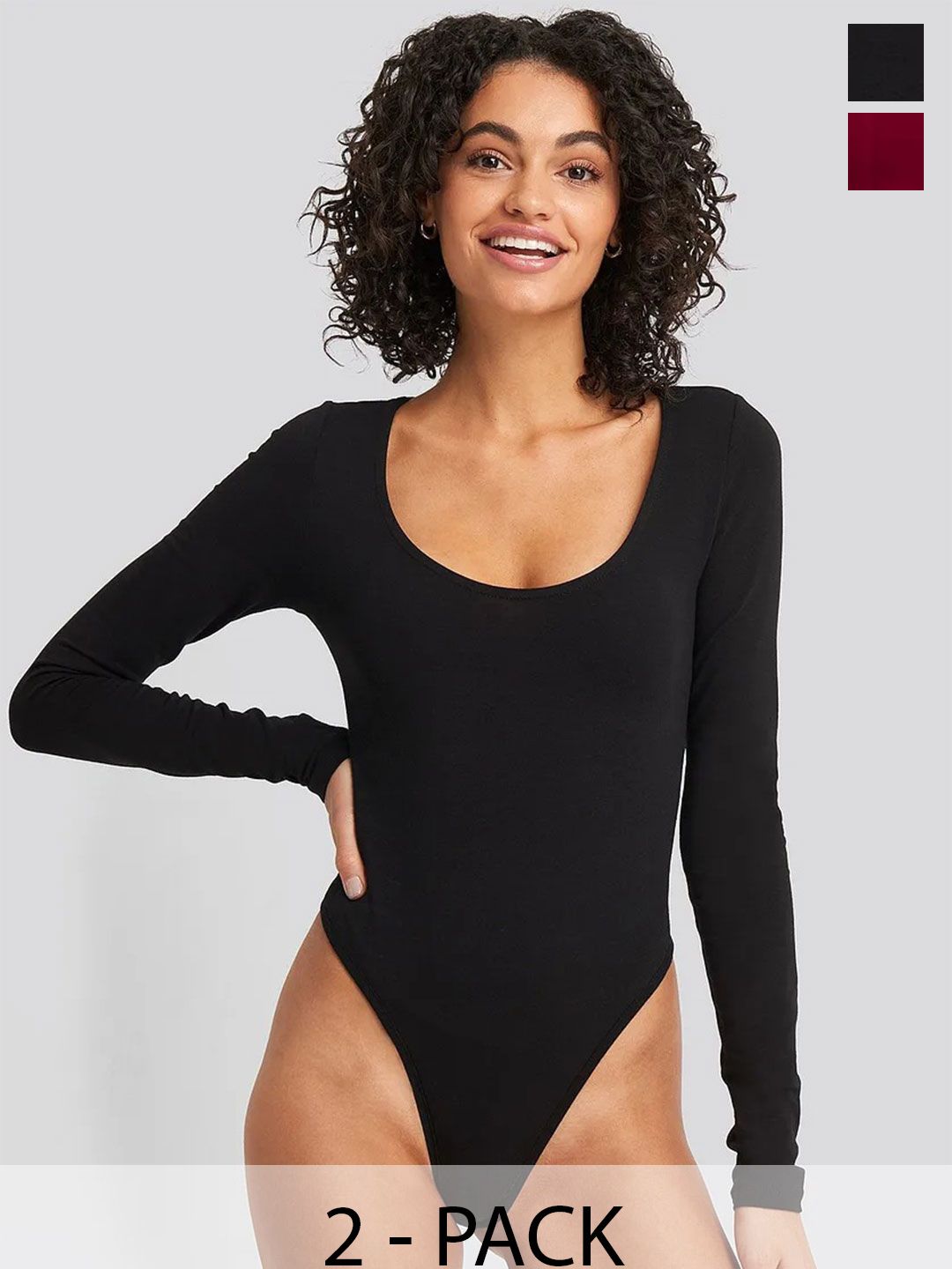 TRENDY ERA Pack Of 2 Round Neck & Square Neck Bodysuit