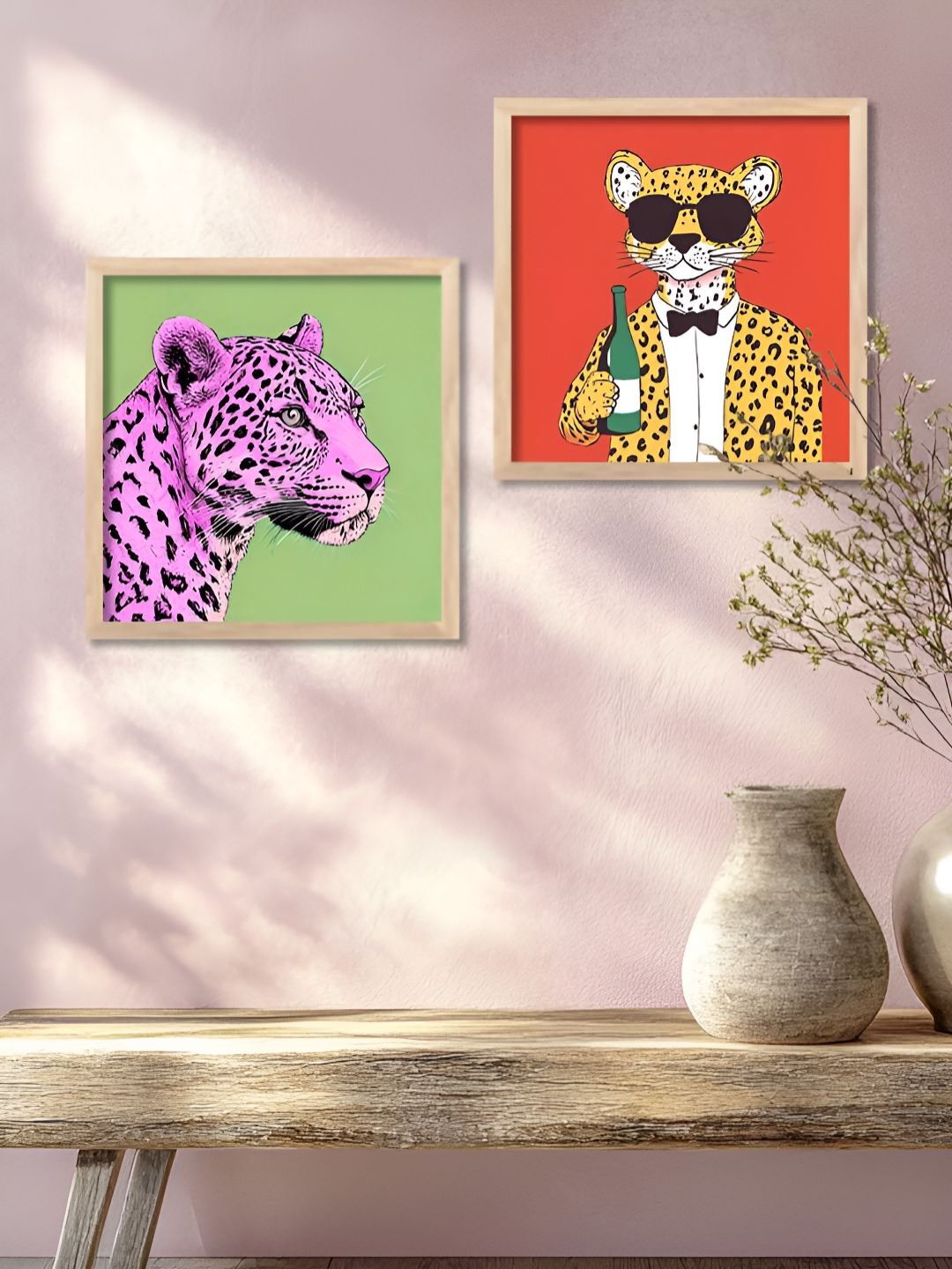 Kotart Brown & Purple 2 Pieces Wooden Animals Wall Paintings-picture-37