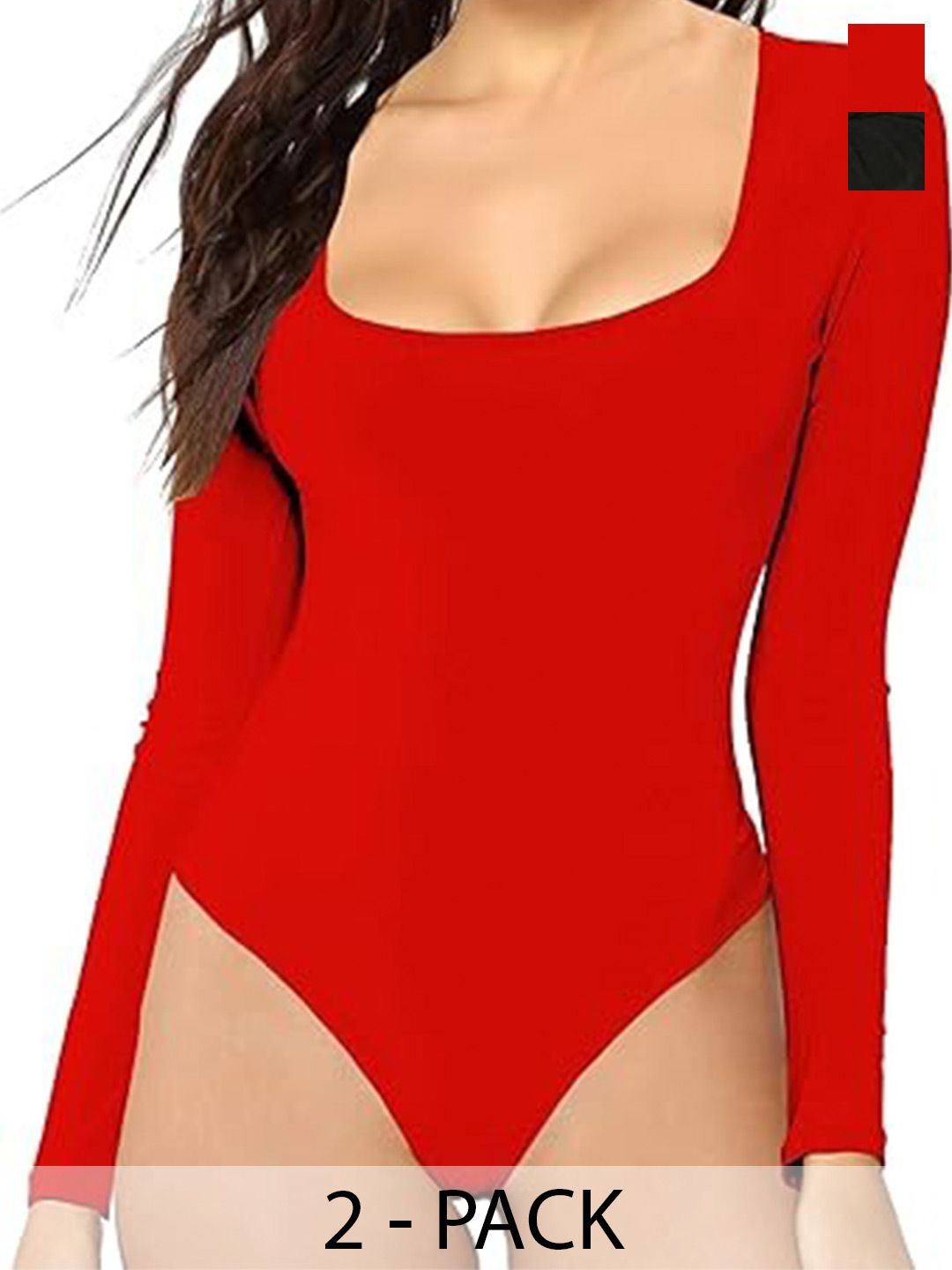 TRENDY ERA Women Pack Of 2 Round Neck & Square Neck Bodysuit-picture-32