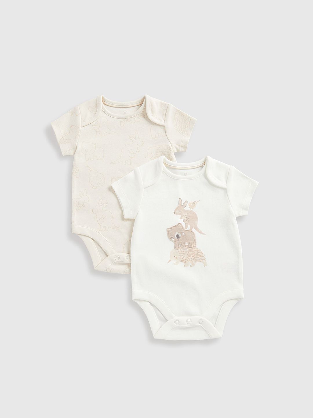 Mothercare Kids Pack of 2 Half Sleeve Cotton Bodysuit-picture-25