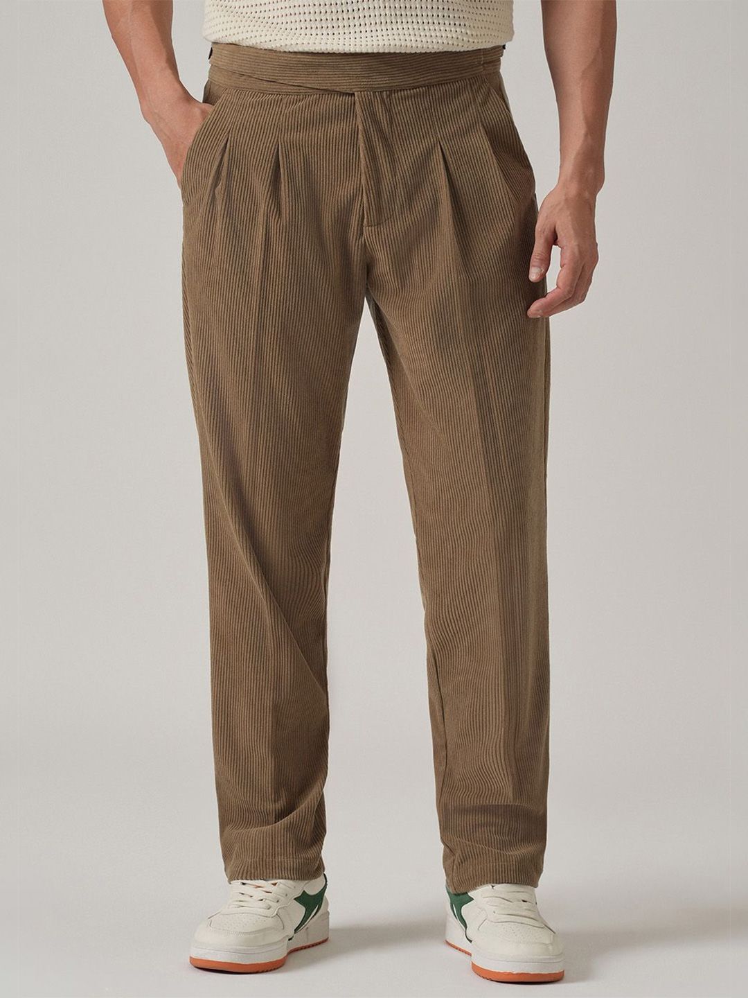 Banana Club Men Brown Corduroy Gurkha Pants-picture-33