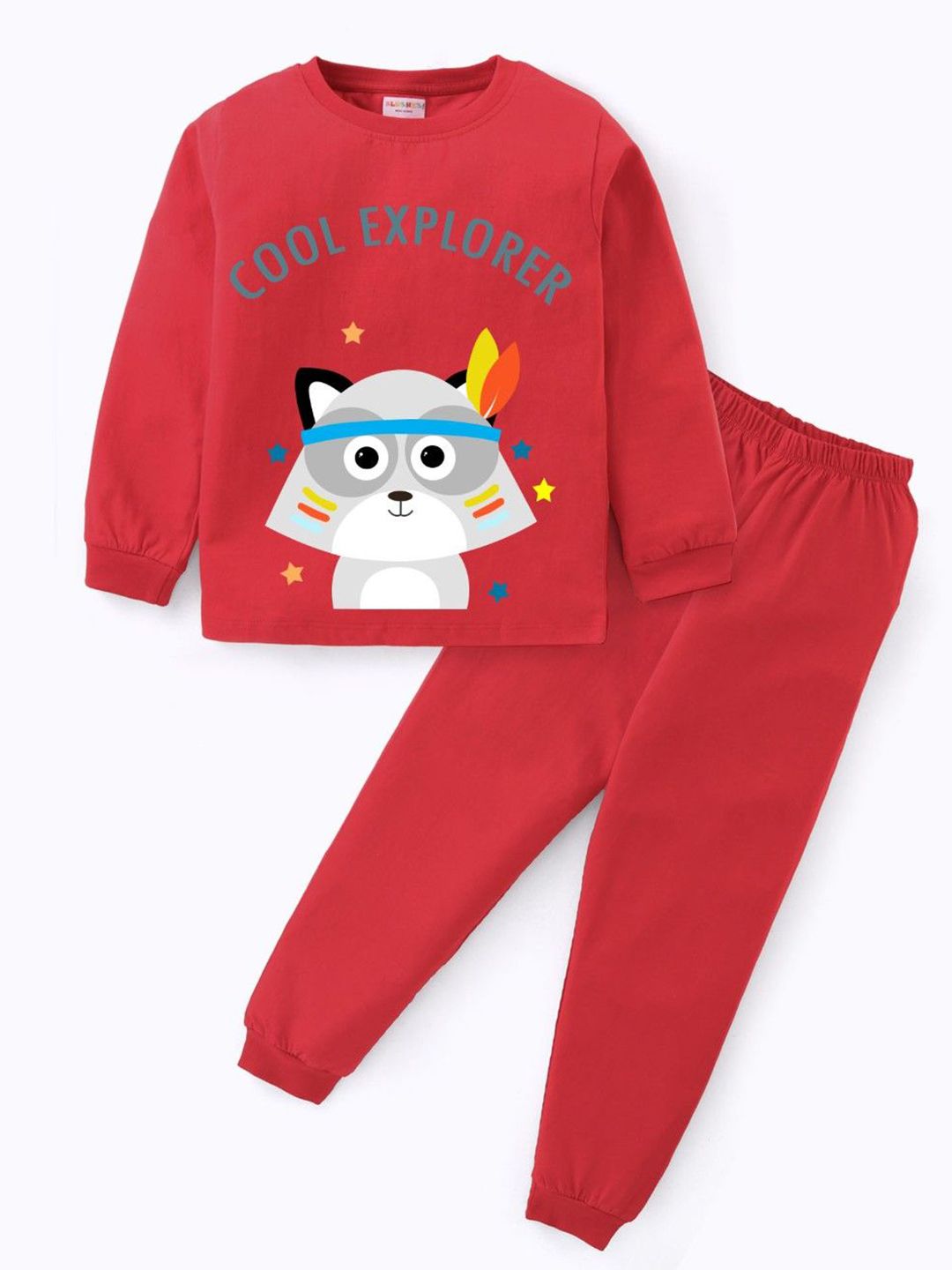 BLUSHES Kids Printed Round Neck Long Sleeves Pure Cotton Night Suit-picture-14