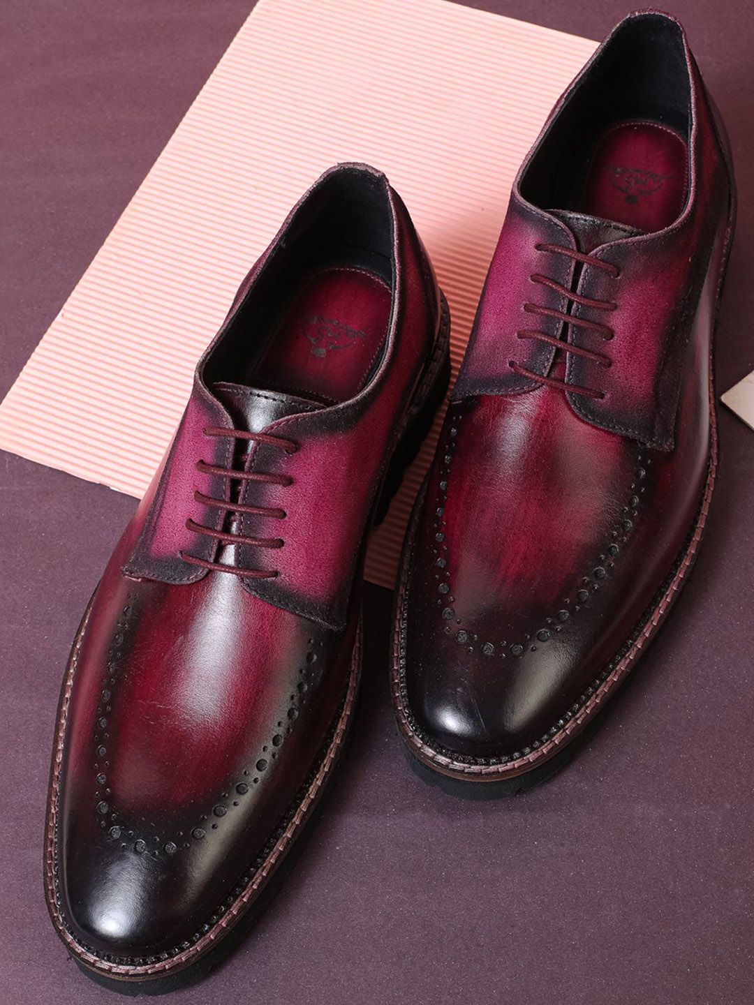 MILLE DOLLARI Men Leather Textured Round Toe Lace-Ups Derbys-picture-29
