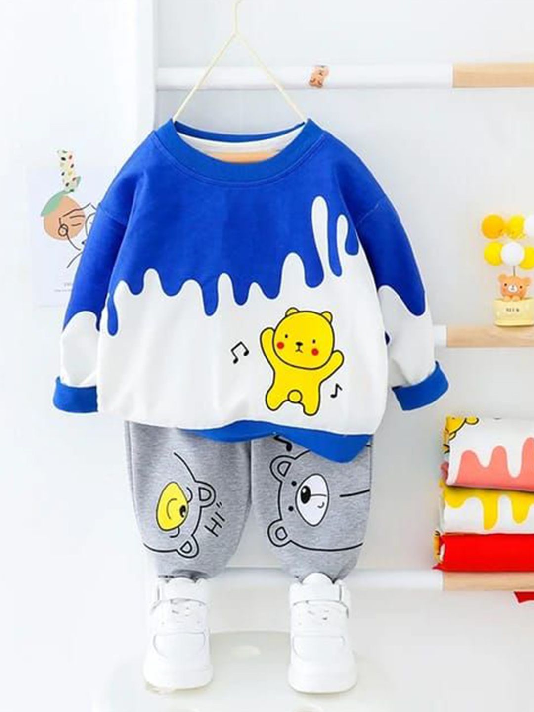 Pink Angel Unisex Kids Printed Pure Cotton Sweatshirt and Joggers-image-3