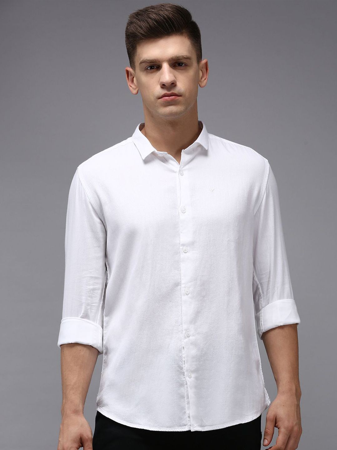 SHOWOFF Men Comfort Slim Fit Spread Collar Solid Cotton Casual Shirt-picture-36