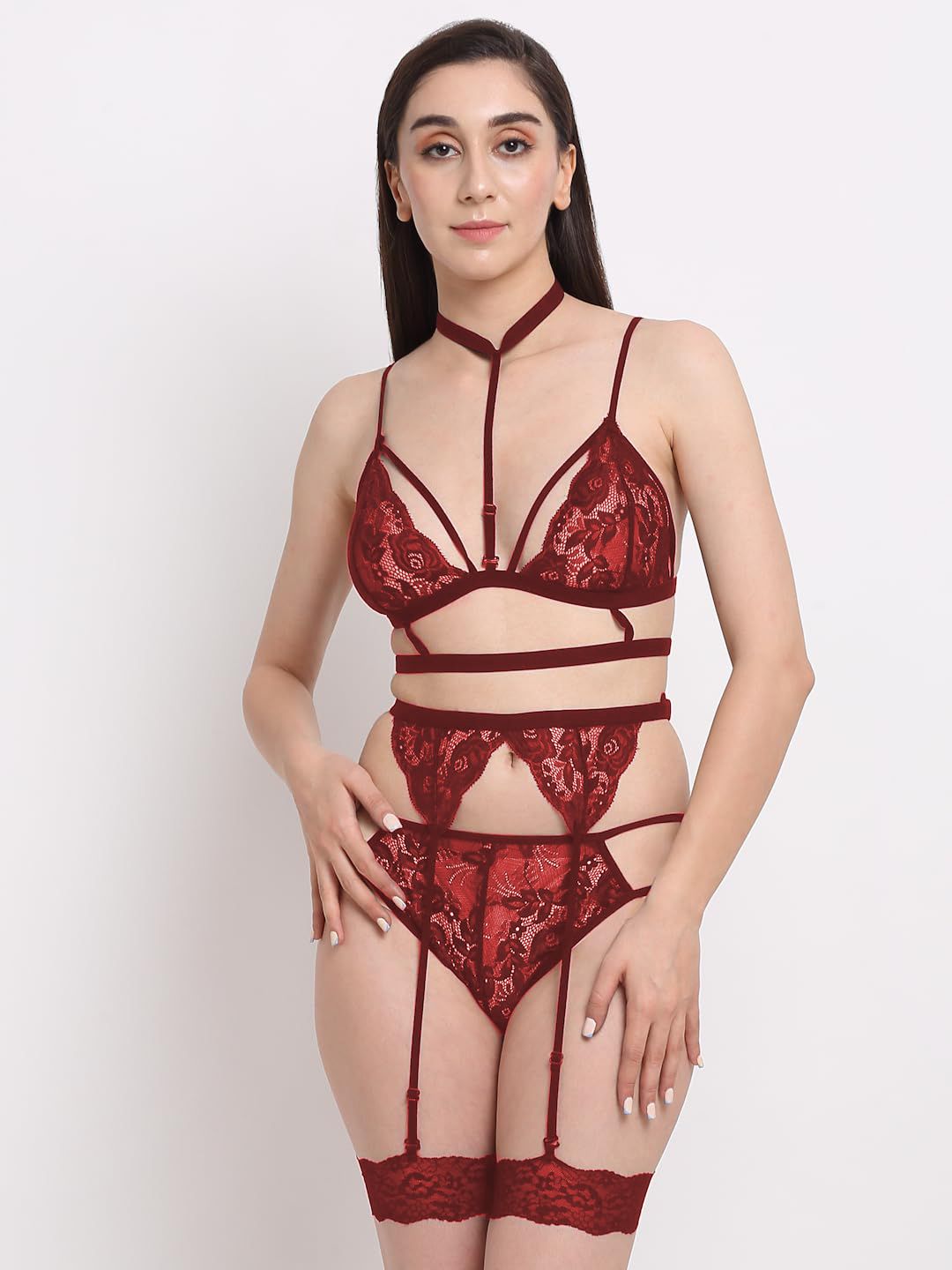 KRENOZ Women Self Design Net Baby Doll