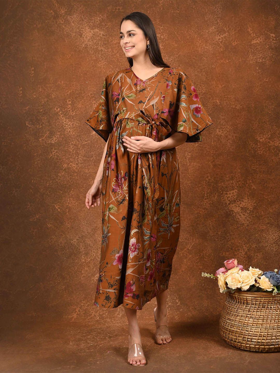 GOLDSTROMS Floral Print Flared Sleeve Maternity A-Line Dress-picture-39