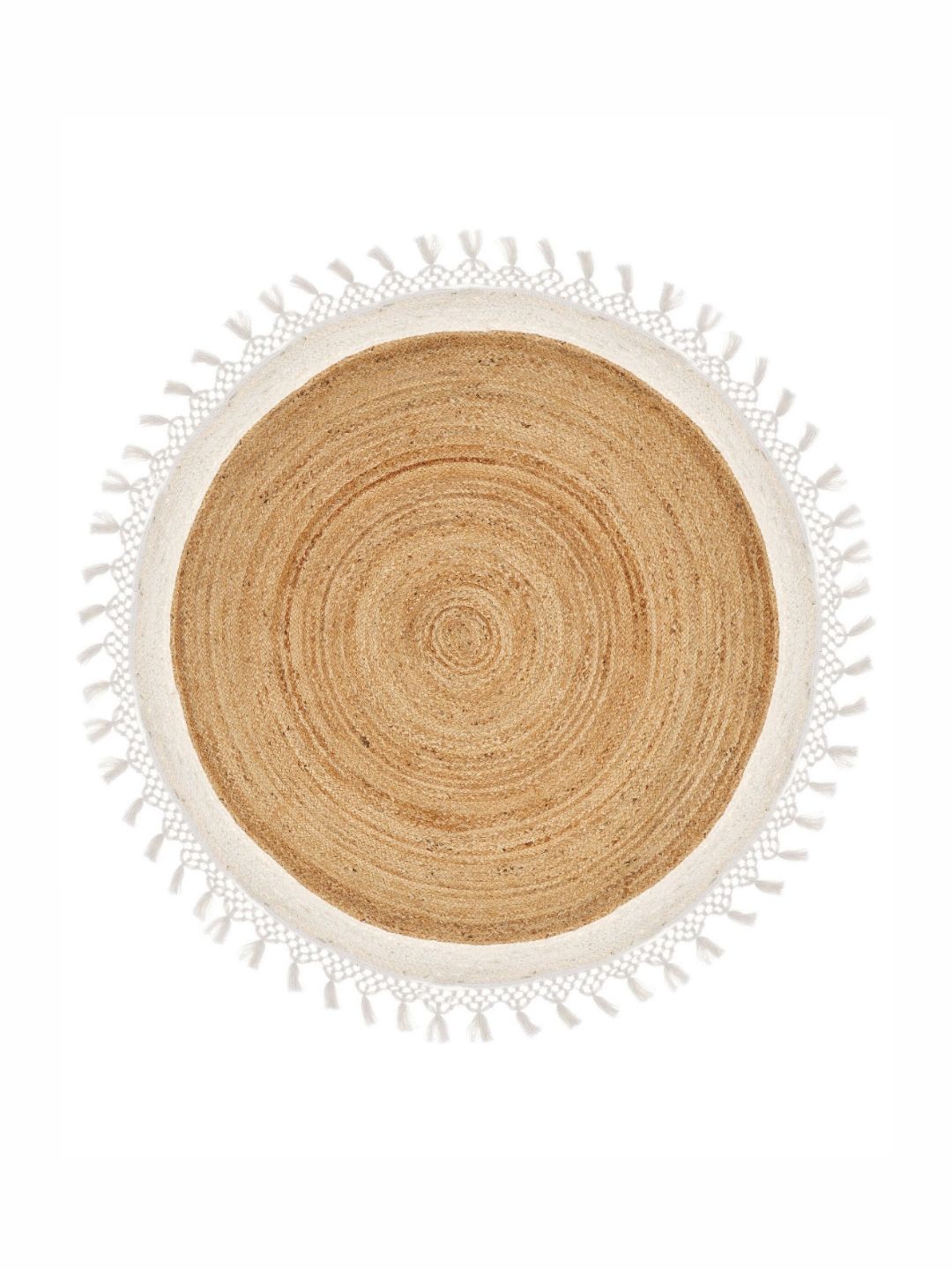 Art Avenue Lesotho Beige & White Textured Tassels Round Floor Jute Carpet-picture-30