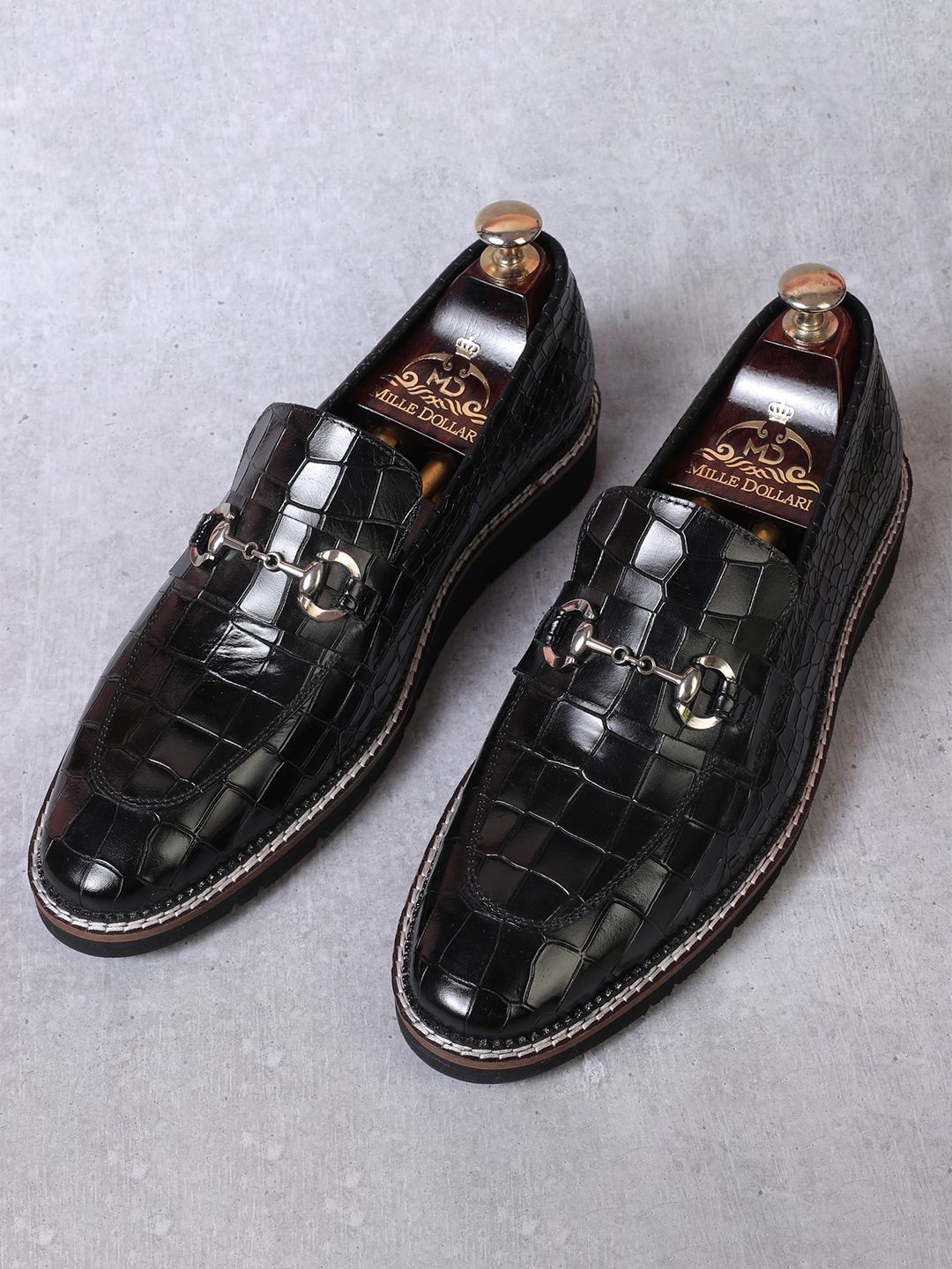 MILLE DOLLARI Men Printed Leather Slip-On Sneakers-image-18