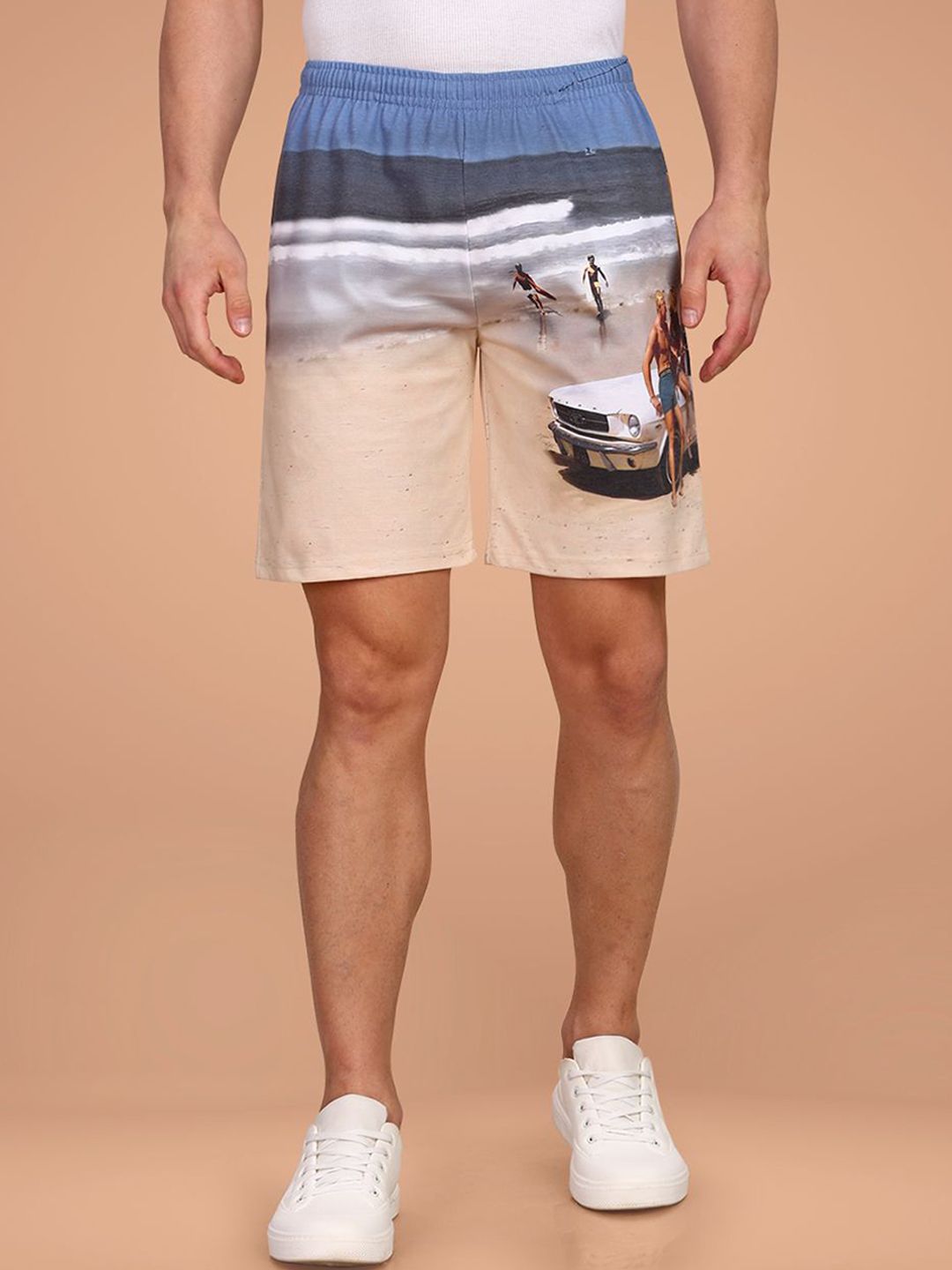 BULLMER Men Cotton Printed Mid-Rise Shorts-picture-23