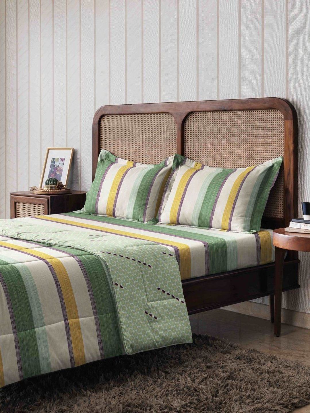 The Happy Pod Stripe Pure Cotton Single Bedding Set - Comforter Bedsheet &1 Pillow Cover-image-19