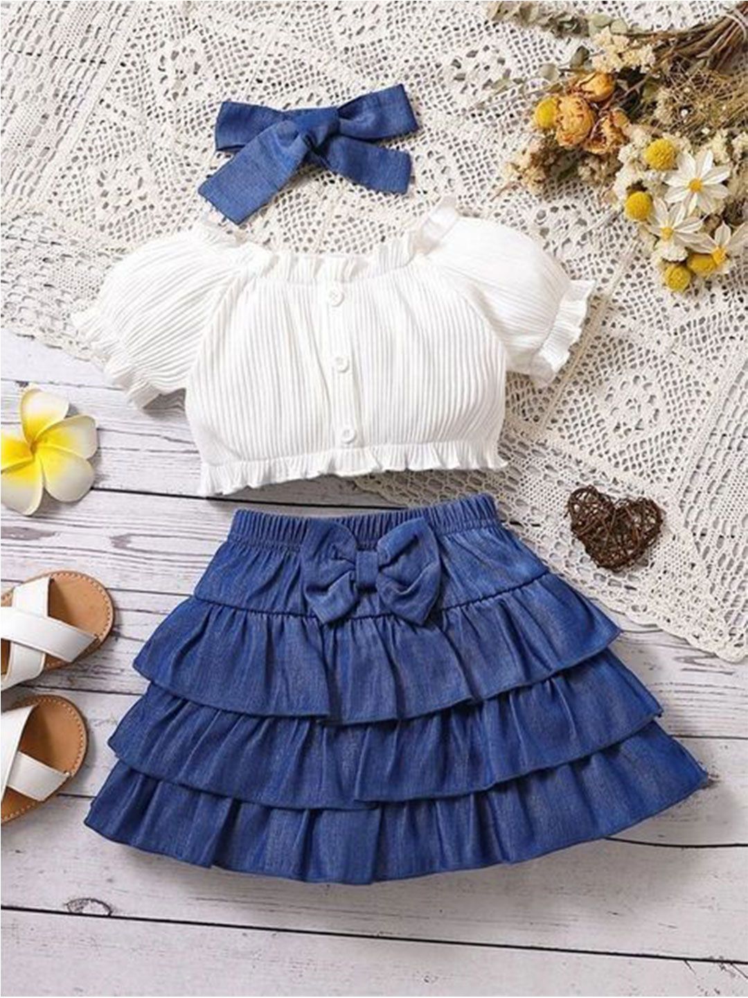 SK DRESSES Girls Ribbed Top With Skirt-picture-45