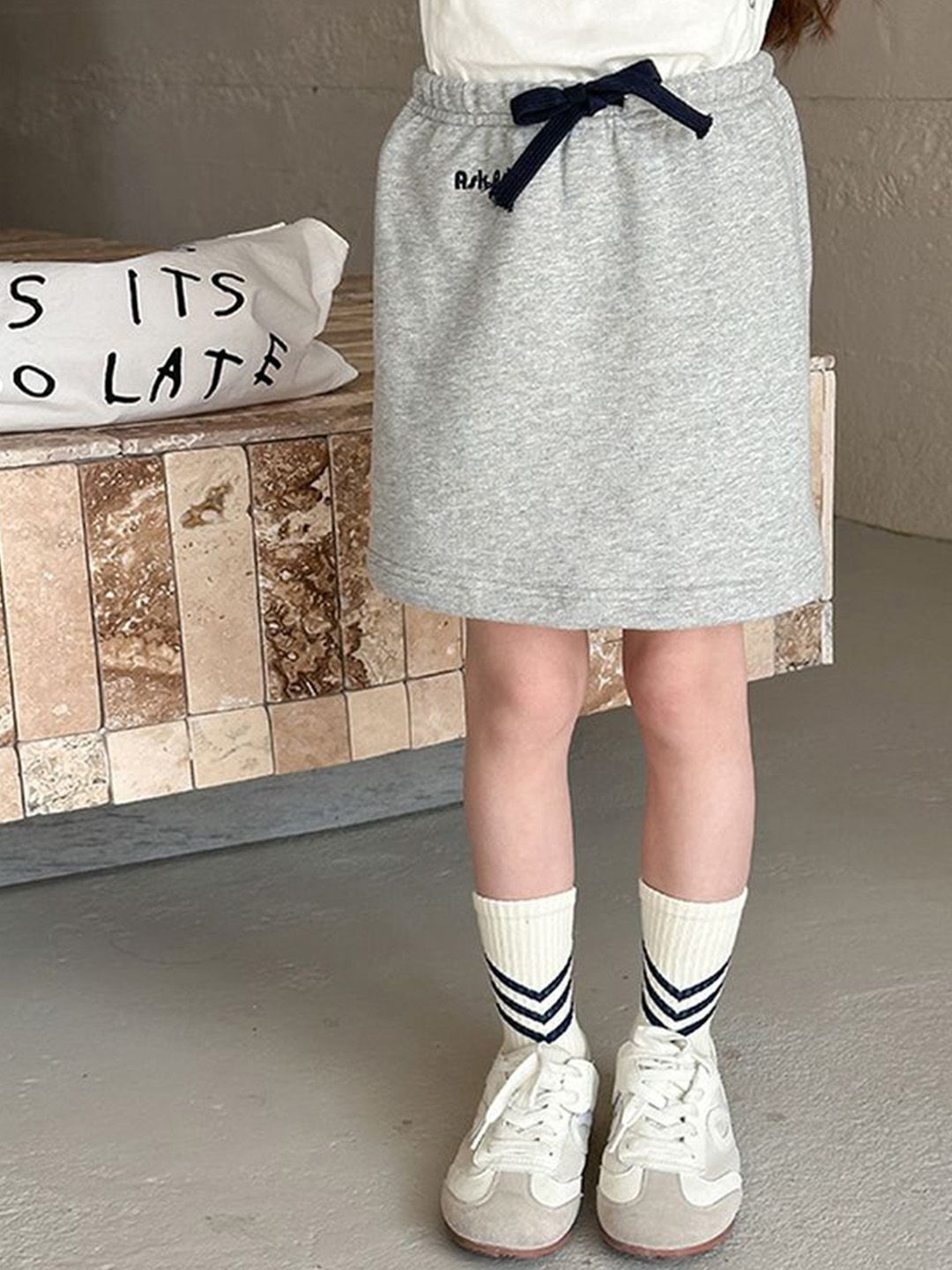 LULU & SKY Girls Heathered Pure Cotton Drawstring Waist Skirt-picture-53