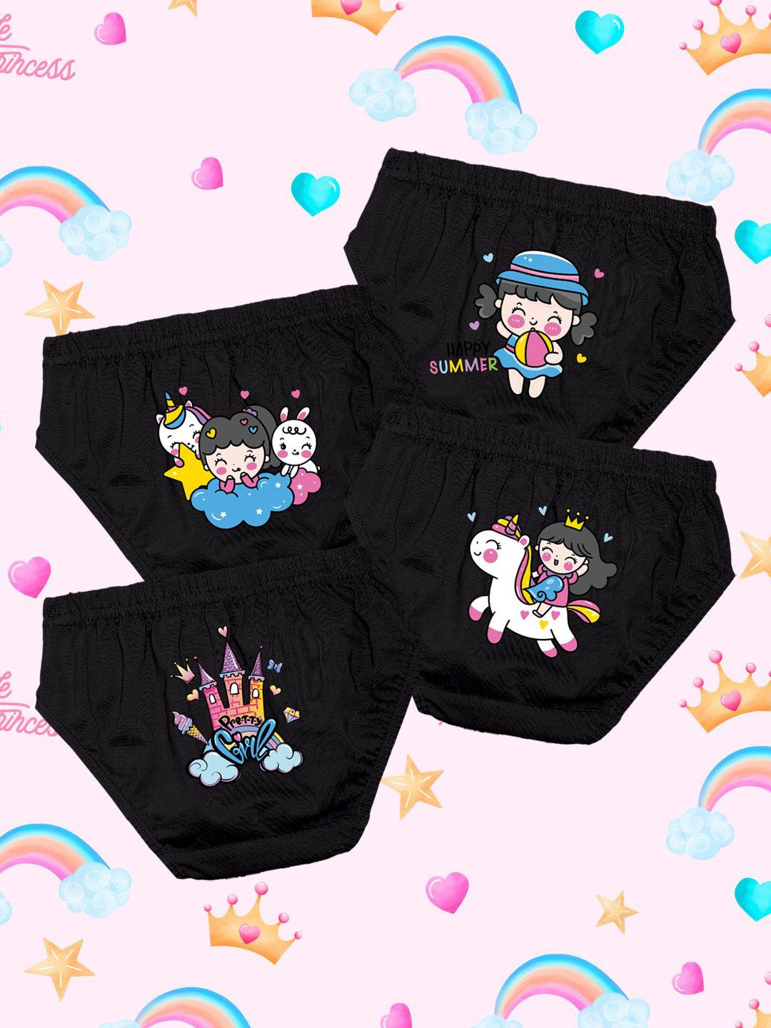 NUSYL Girls Pack Of 4 Printed Cotton Basic Briefs NUGCBRFPO4.0039-picture-58