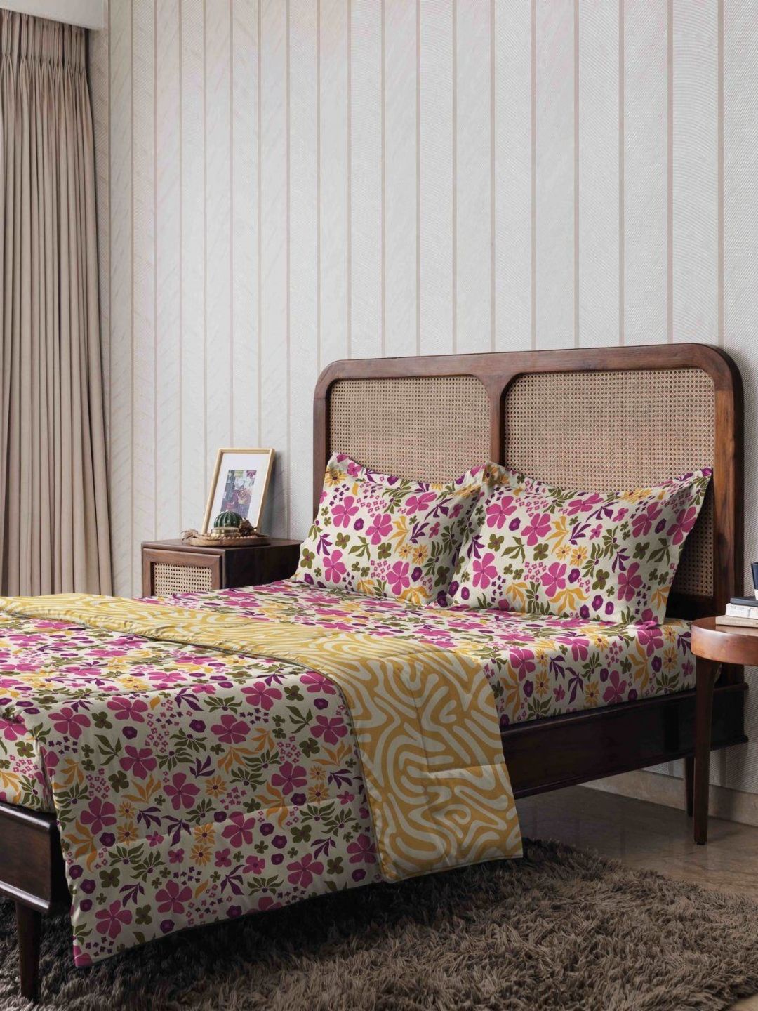 The Happy Pod Pink Floral Pure Cotton King Bedding Set With 2 Pillow Covers-image-19