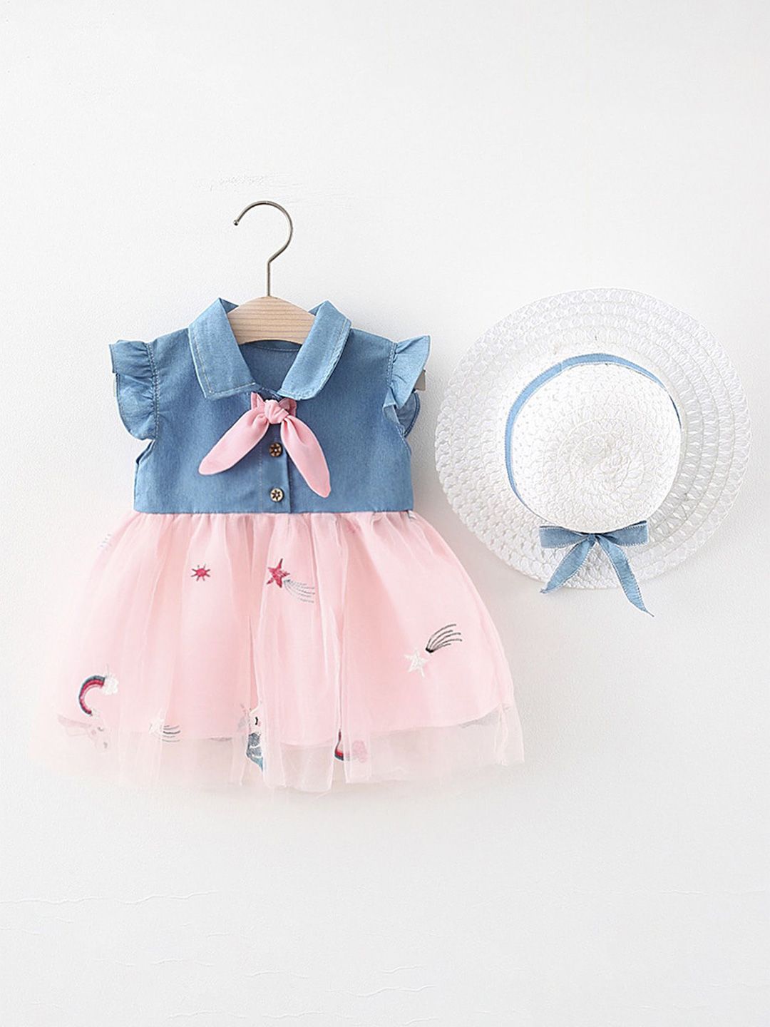 LULU & SKY Girls Colourblocked Fit & Flare Shirt Collar Above Knee Dress-picture-35