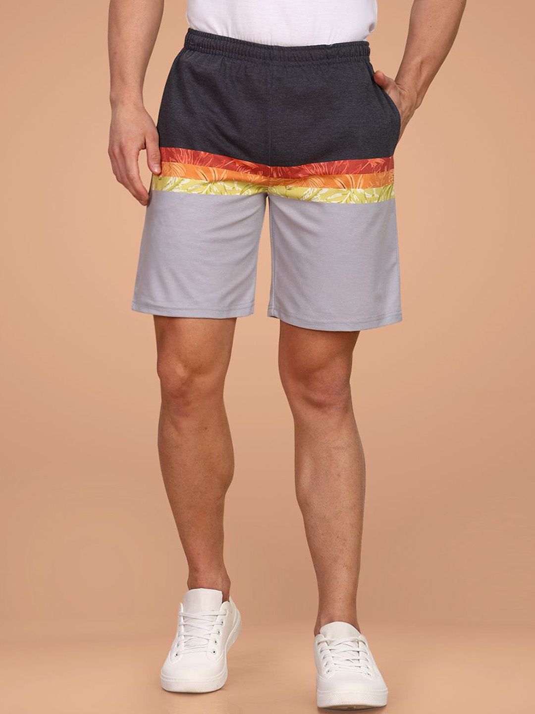 BULLMER Men Colourblocked Regular Fit Cotton Shorts-picture-8