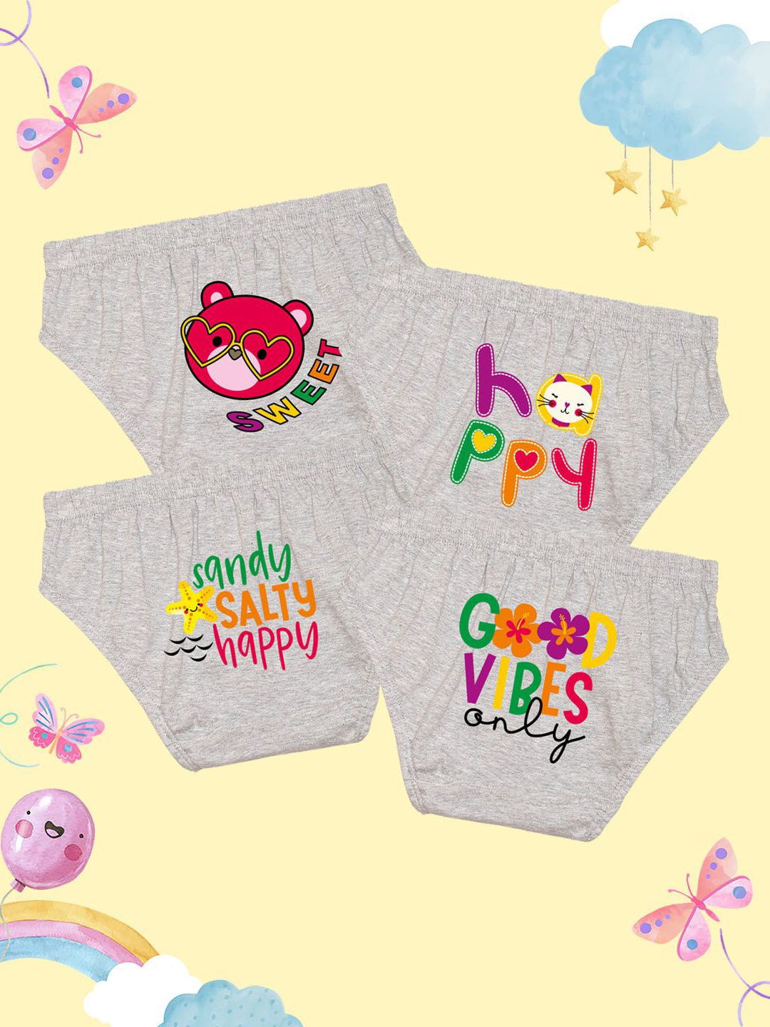 NUSYL Girl Pack Of 4 Printed Cotton Basic Briefs NUGCBRFPO4.0029-picture-52
