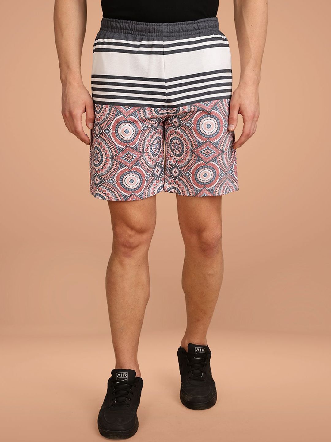 BULLMER Men Geometric Printed Cotton Regular Shorts-picture-6