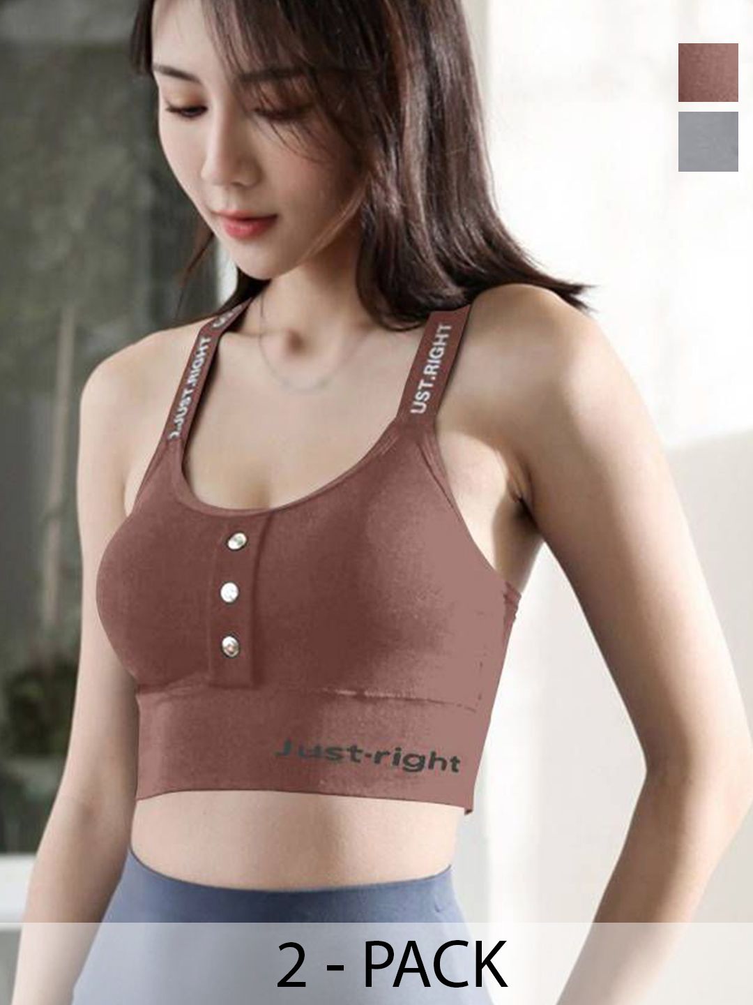 FiveFlag Women Pack Of 2 Full Coverage Lightly Padded Workout Bra