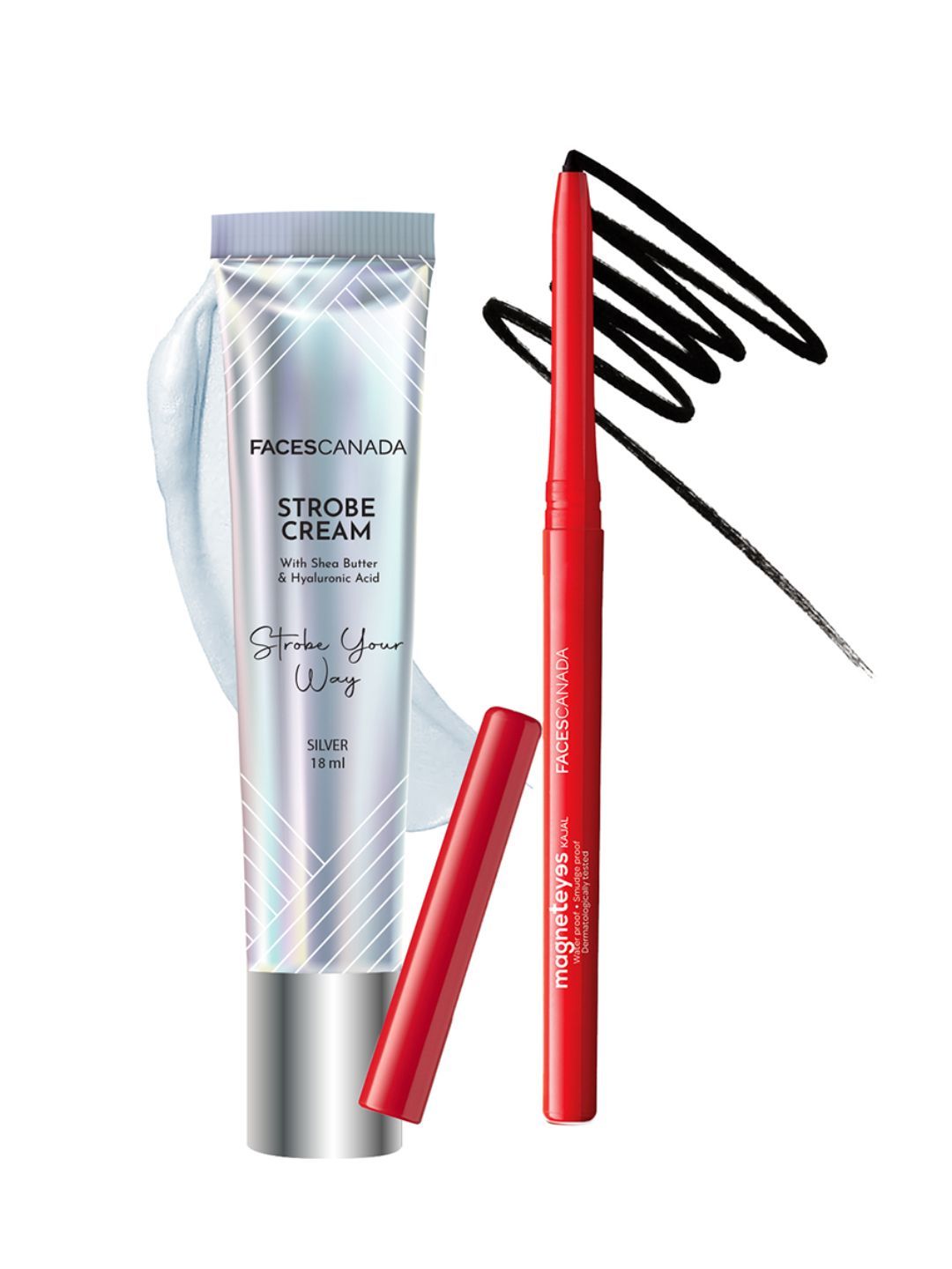 FACES CANADA Set Of 2 Strobe Your Way Strobe Cream - 18 ml & Magneteyes Kajal - 0.35 g-image-49