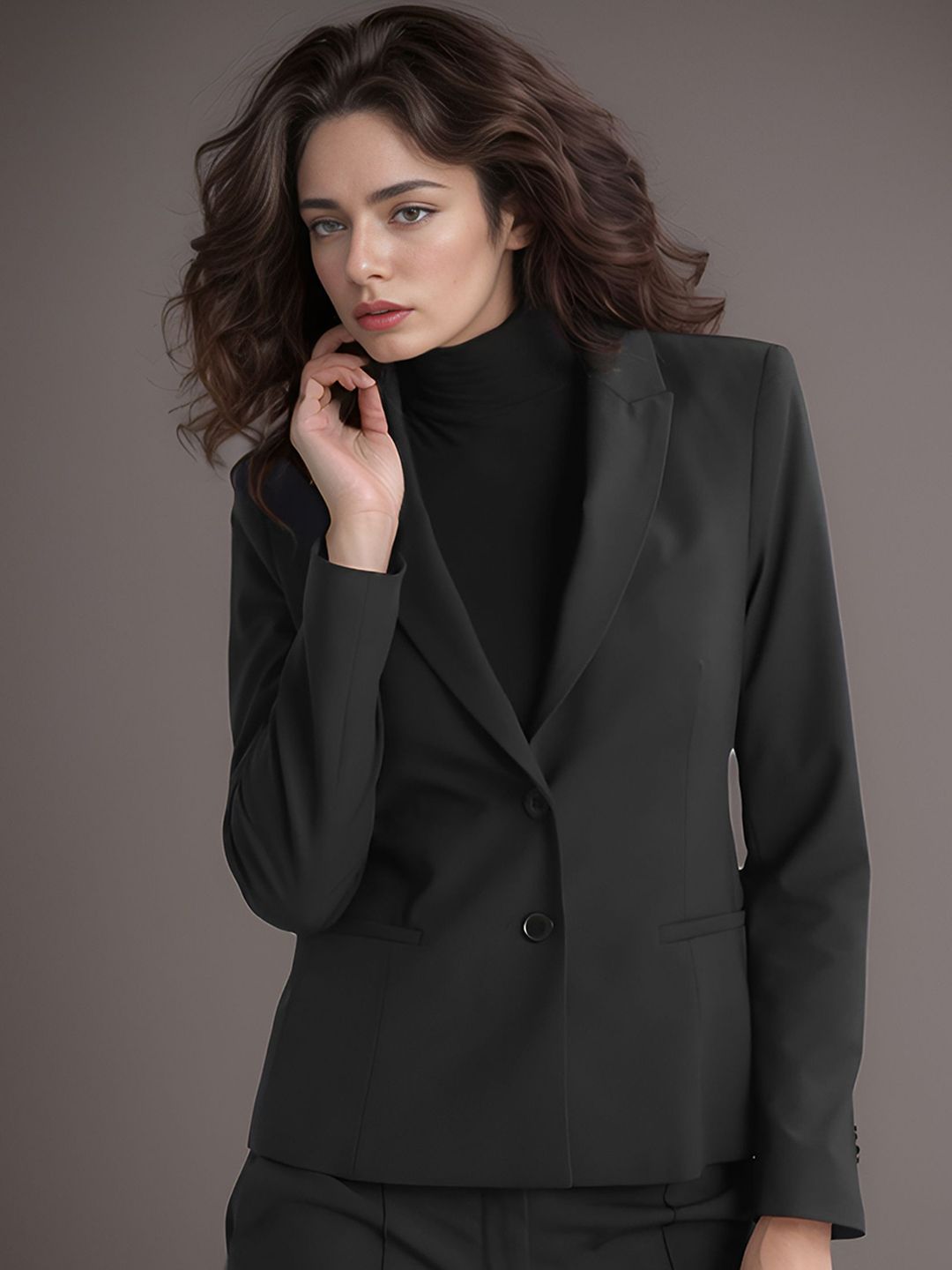 Rocksy Notched Lapel Single-Breasted Blazer-image-18