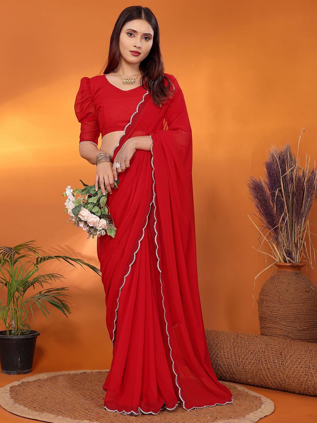 FABMORA Embellished Beads and Stones Pure Georgette Saree-picture-12