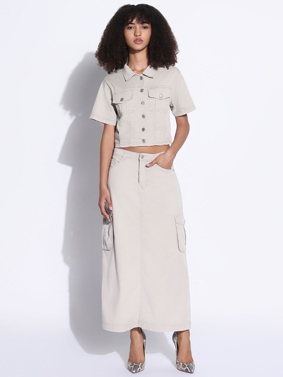 SHOWOFF Short Sleeves Shirt Collar Waistcoat With Skirt-picture-36