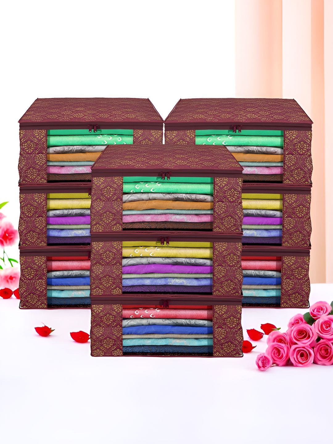 Aura Maroon & Beige 9 Pieces Foldable Multi-Utility Organisers-picture-38