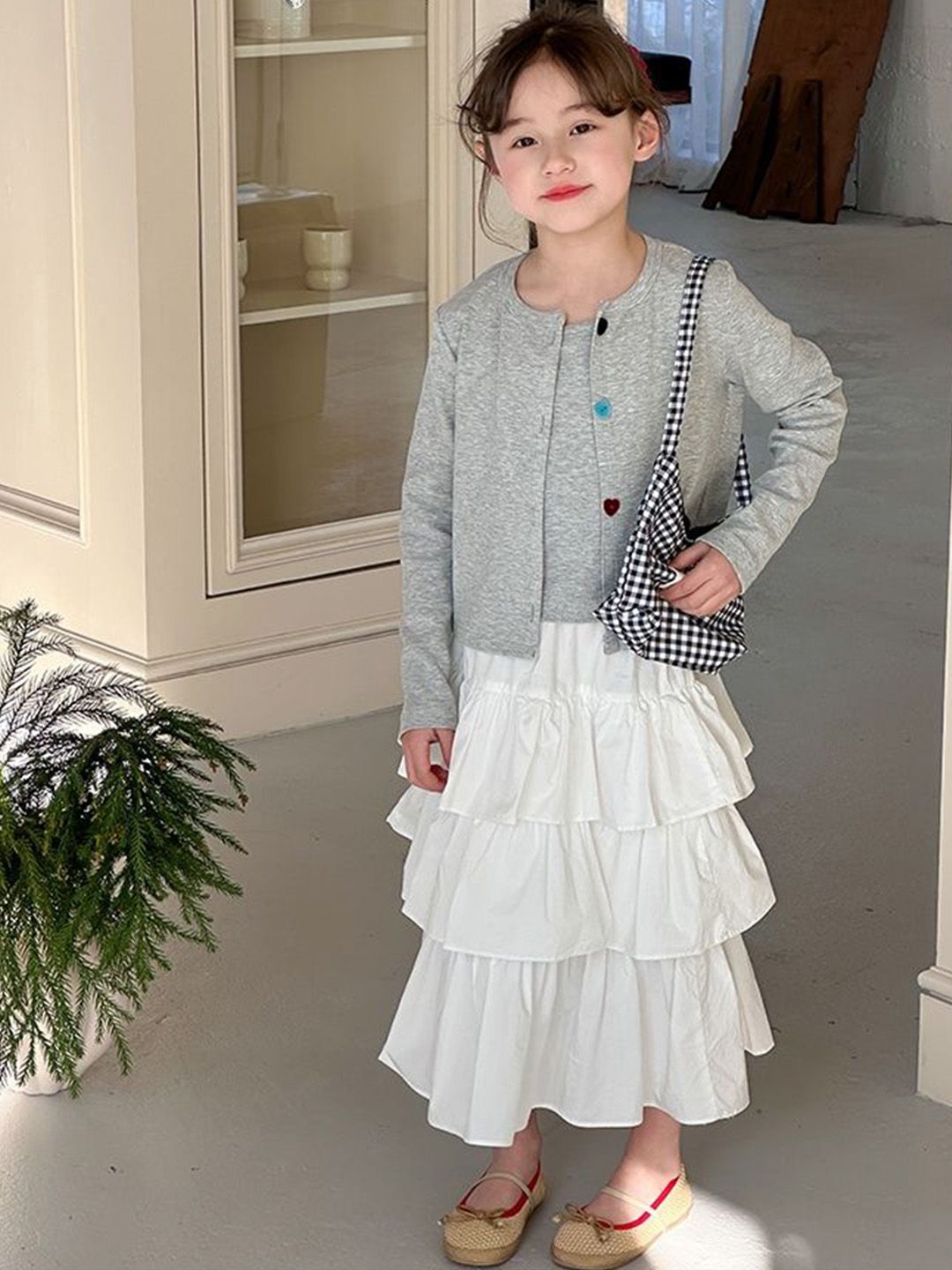 LULU & SKY Girls Pure Cotton Tiered A-Line Maxi Skirt-picture-45