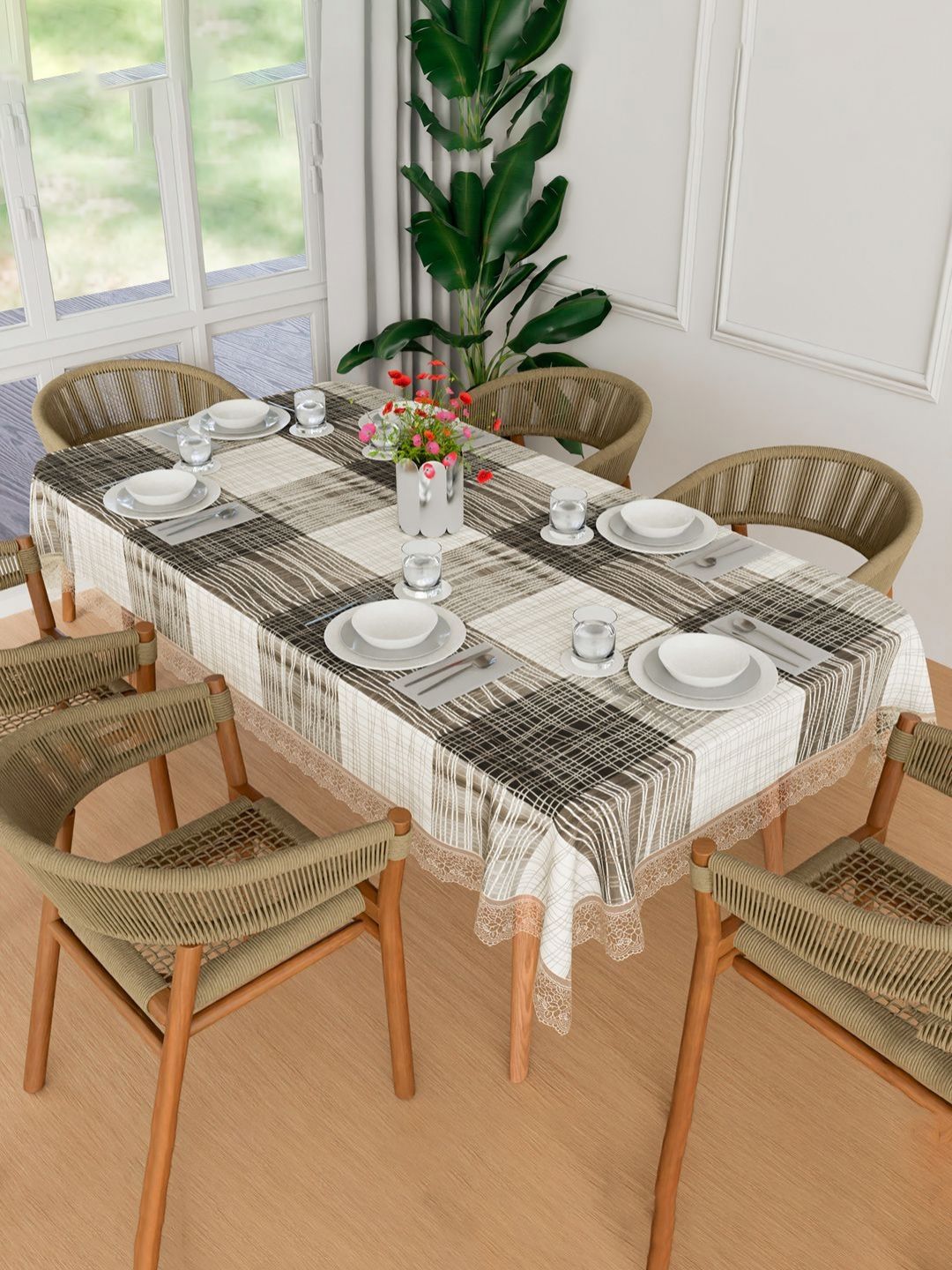 Aura Grey Geometric Printed Waterproof 6-Seater Rectangle 1.52 m x 2.3 m PVC Table Cover-image-31