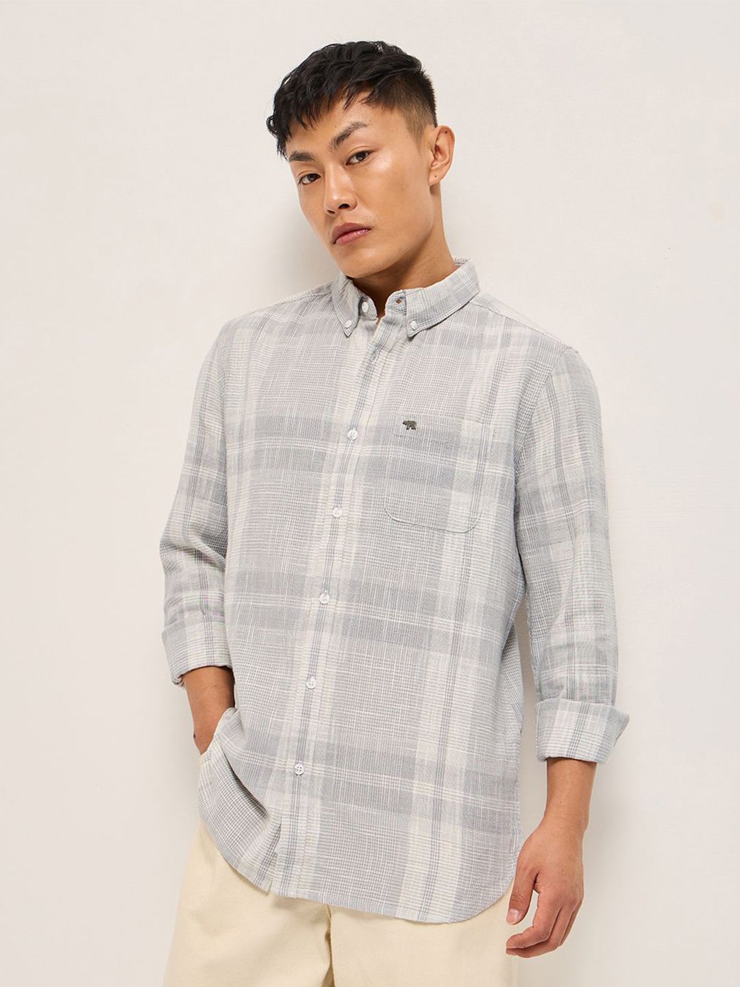 THE BEAR HOUSE Men Slim Fit Opaque Checked Casual Shirt-picture-16