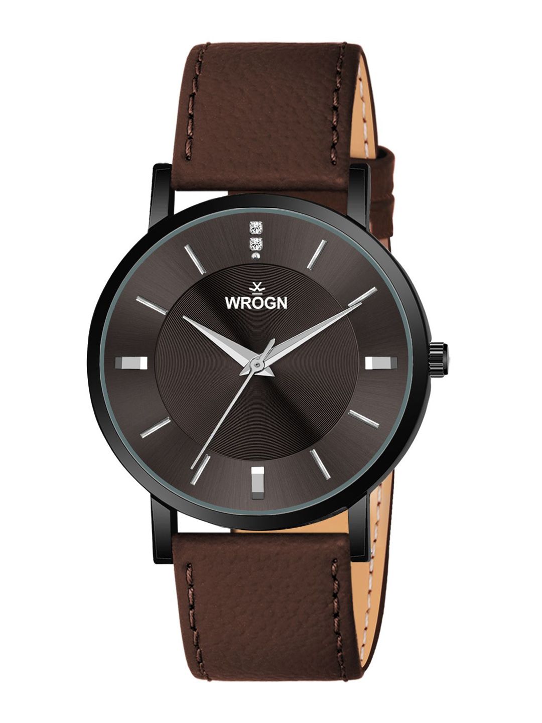 WROGN Men Patterned Dial & Leather Bracelet Style Straps Analogue Watch WRNWJ25 Set-52-image-6