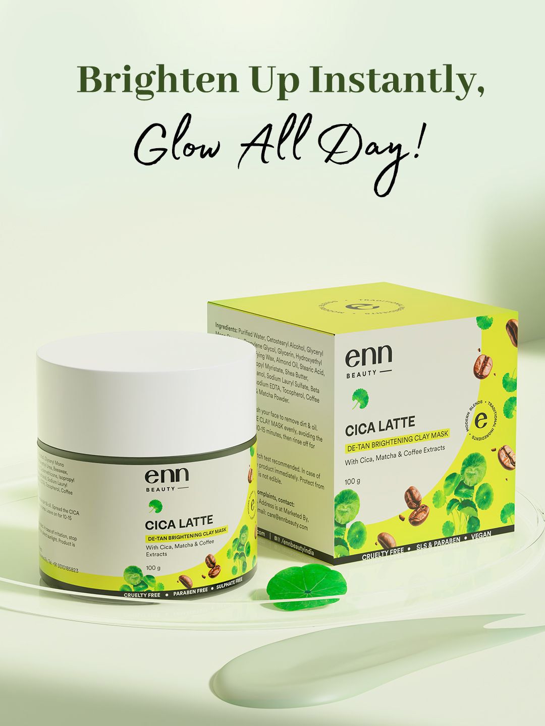 ENN Cica Latte Clay Mask With Coffee Extract For Detan Brightening Skin - 100 g-picture-1