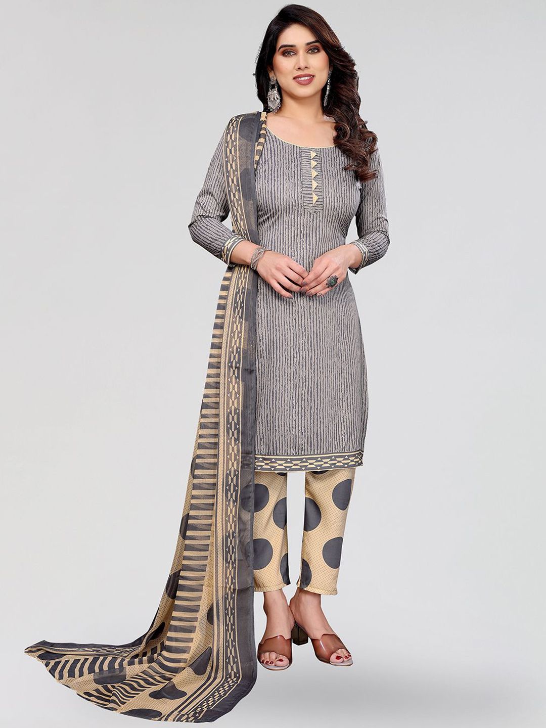 Moda Rapido Striped Printed Unstitched Dress Material-image-11