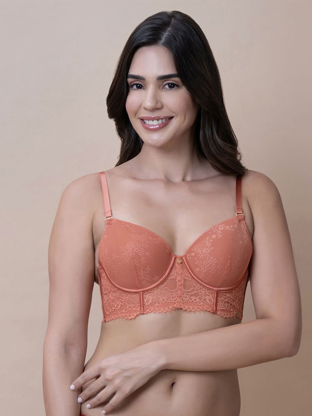 Amante Women Floral Printed Bralette Half CoverageLightly Padded Low Back Bralette Bra-image-44