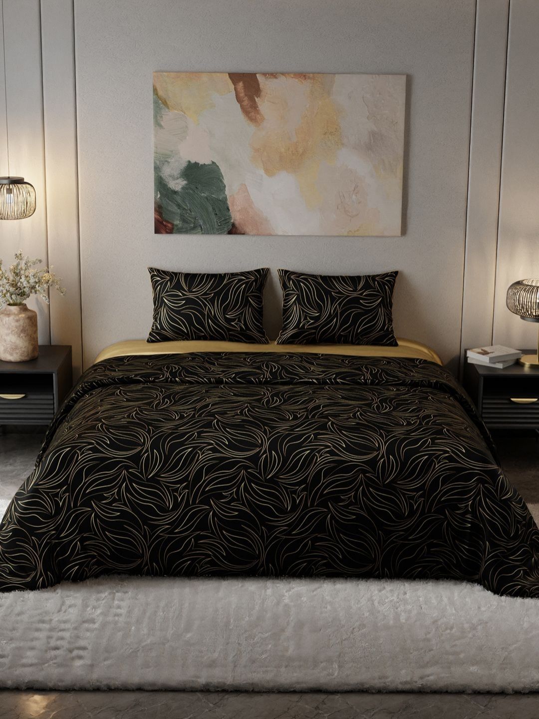 Stoa Paris Gold-Toned & Black AC Room Double Bed Comforter-image-11