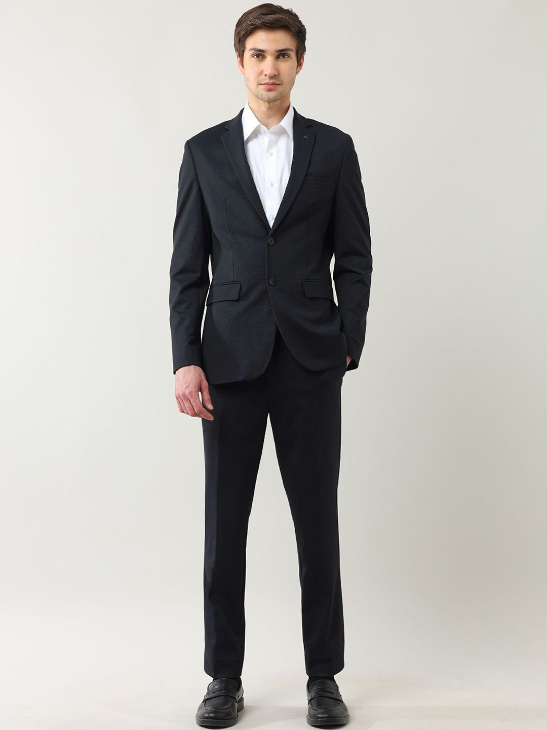 Arrow Men Self Design Slim Fit Single-Breasted Two-Piece Formal Suit-image-8
