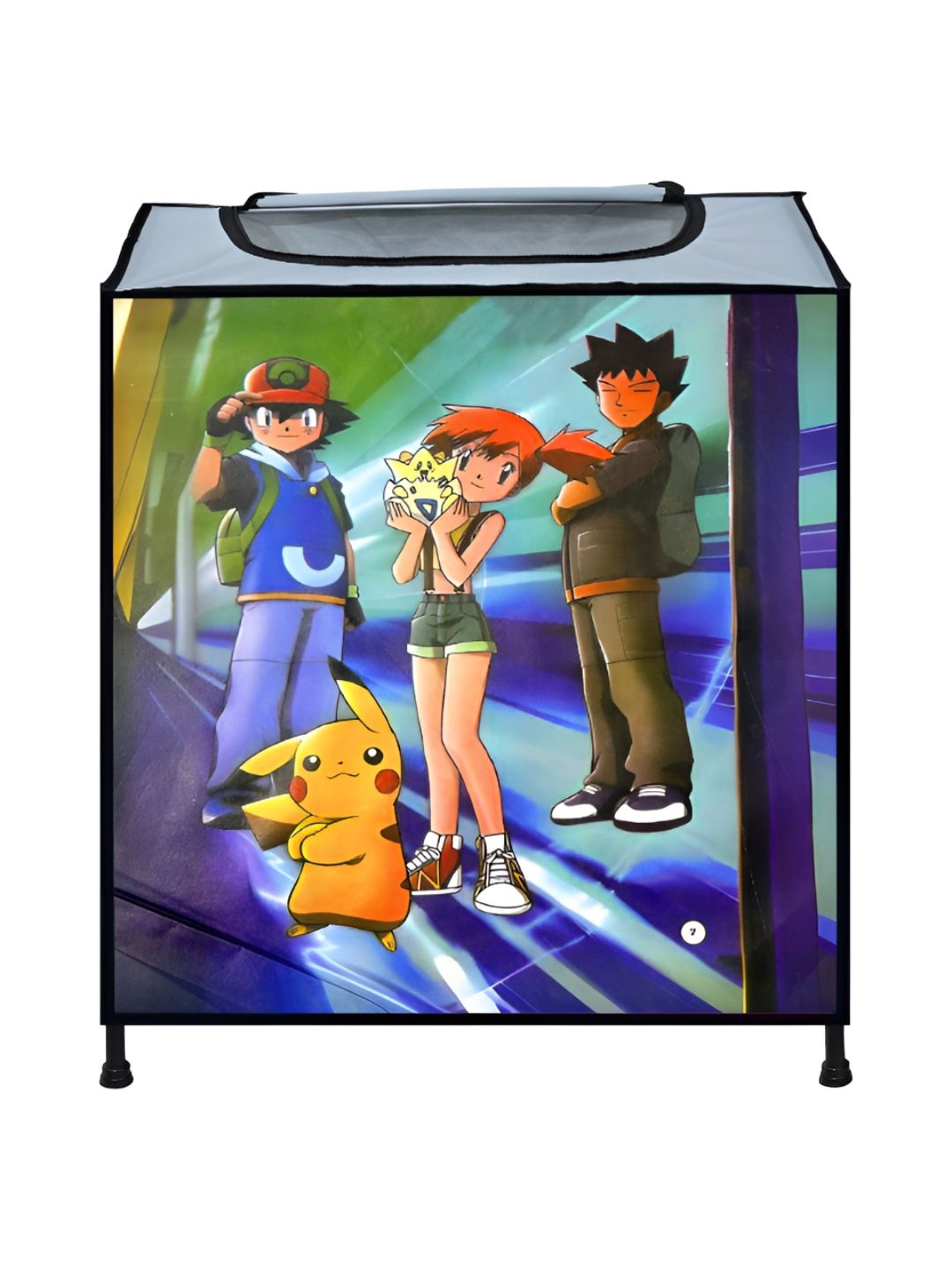 Rmerchants Grey & Blue Pokemon Printed Cotton Laundry Bag-picture-40