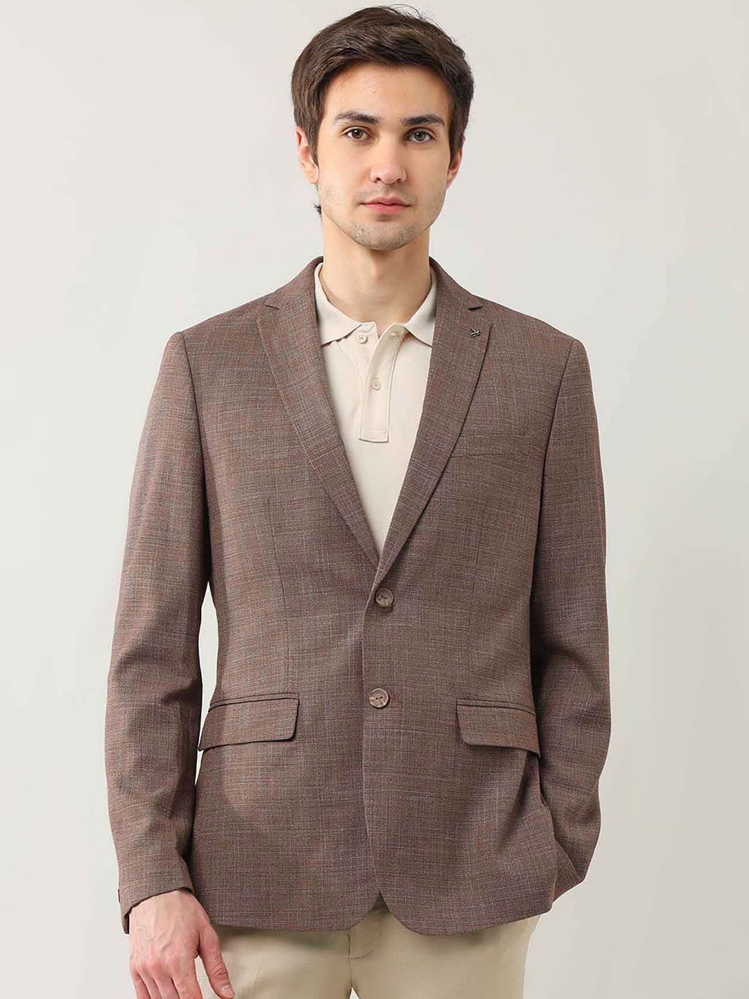 Arrow Textured Notched Lapel Single-Breasted Blazer-picture-27