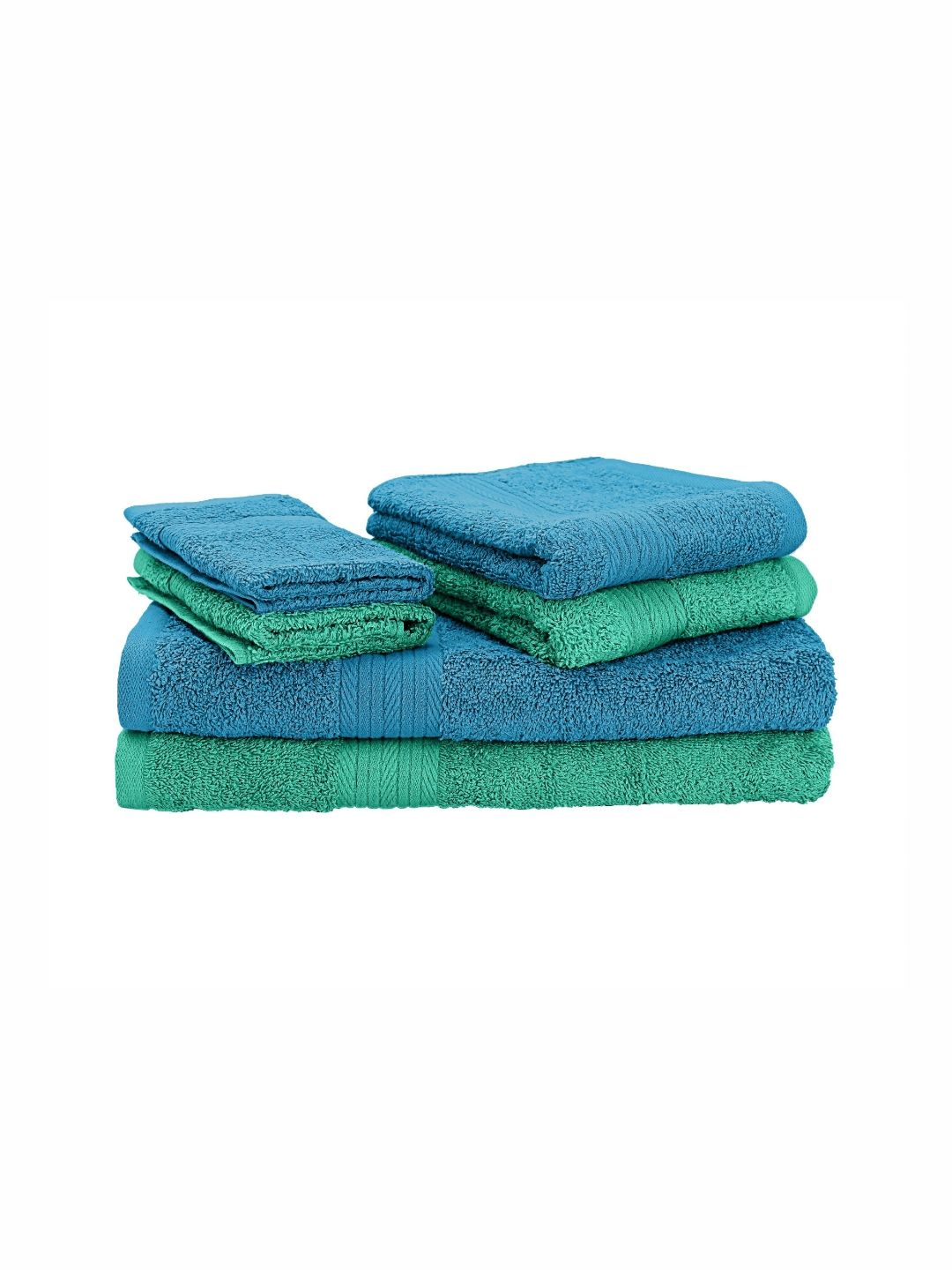 The Happy Pod 6 Piece Blue & Sea Green 500 GSM High Absorbent Cotton Towel Set-image-23