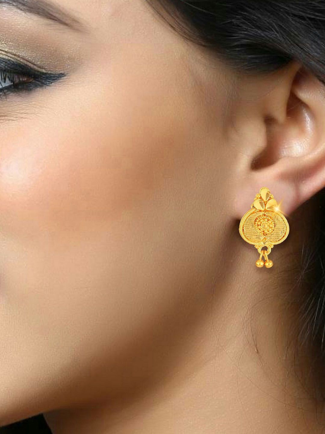 DIVASTRI Gold-Plated Cubic Zirconia Floral Drop Earrings-picture-18