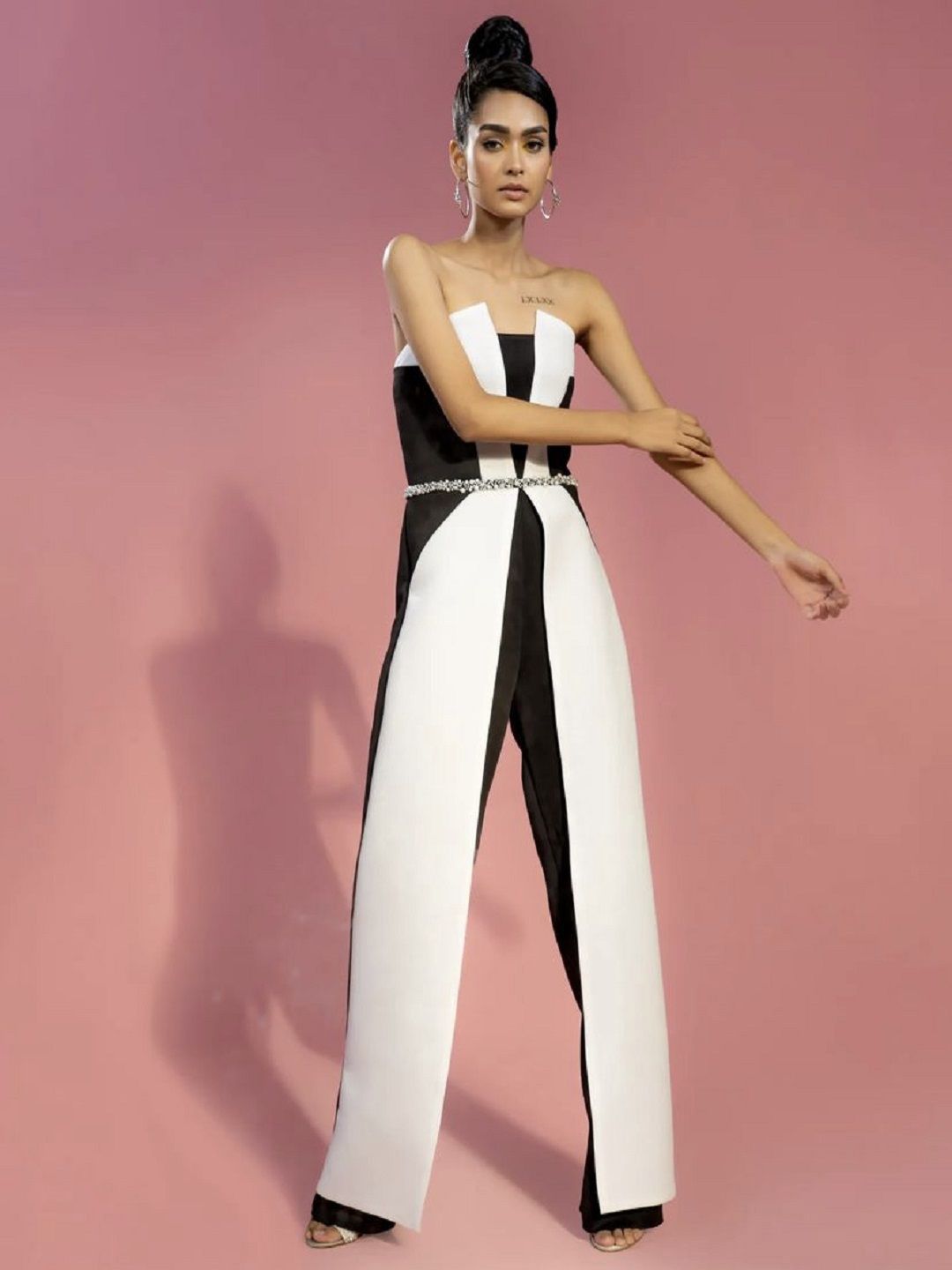 Parneet Gujral Women Strapless Colourblocked Cotton Basic Jumpsuit-picture-49