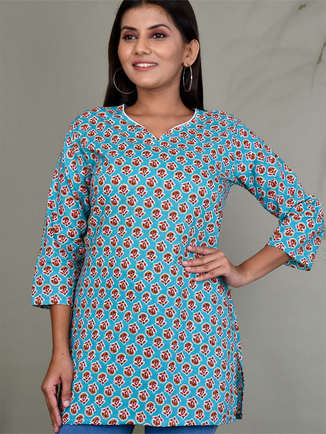 BAESD Women Ethnic Motifs Printed Mandarin Collar Cotton Top-picture-31